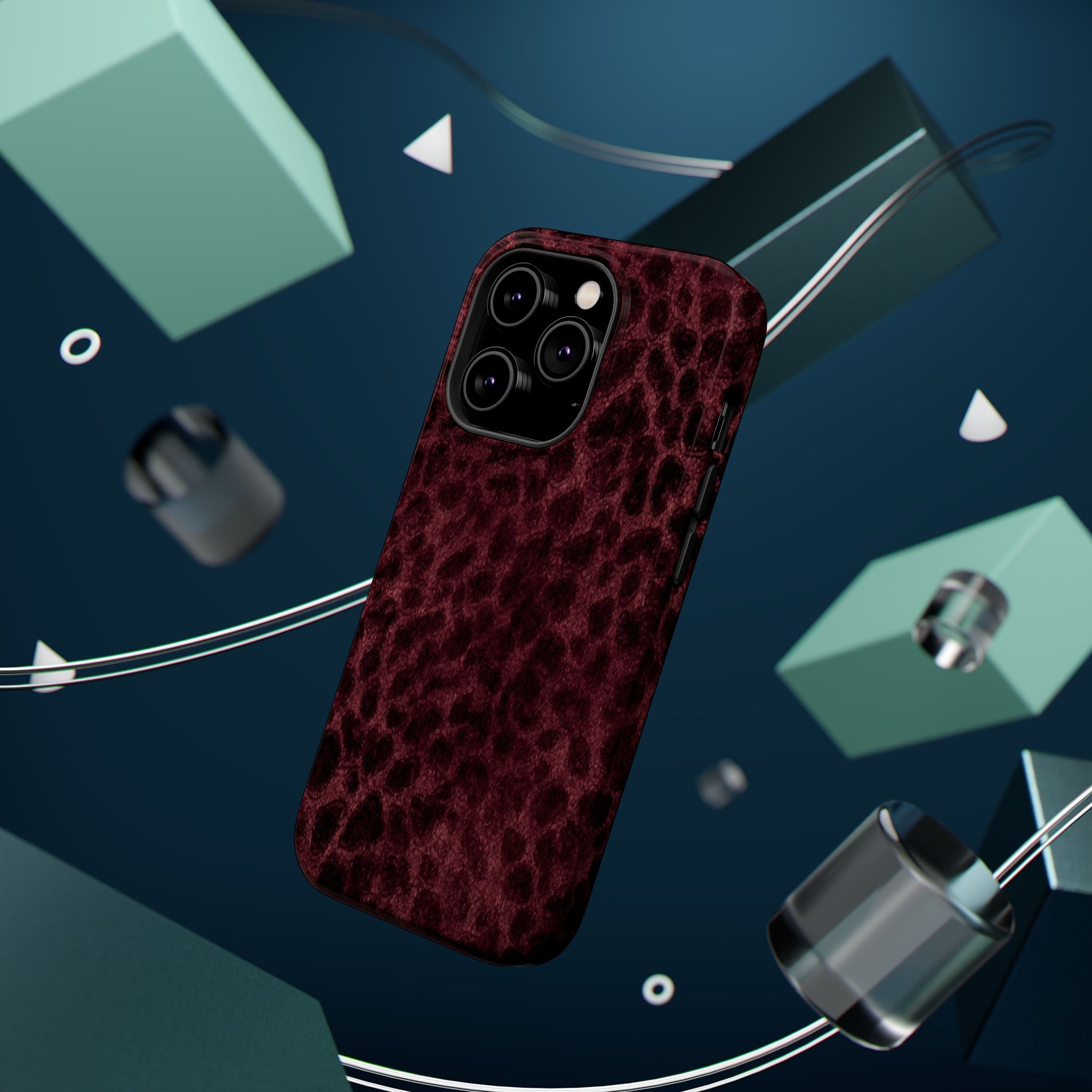 Burgundy Leopard Magnetic Phone Case | MagSafe Compatible Shockproof Protective Cover