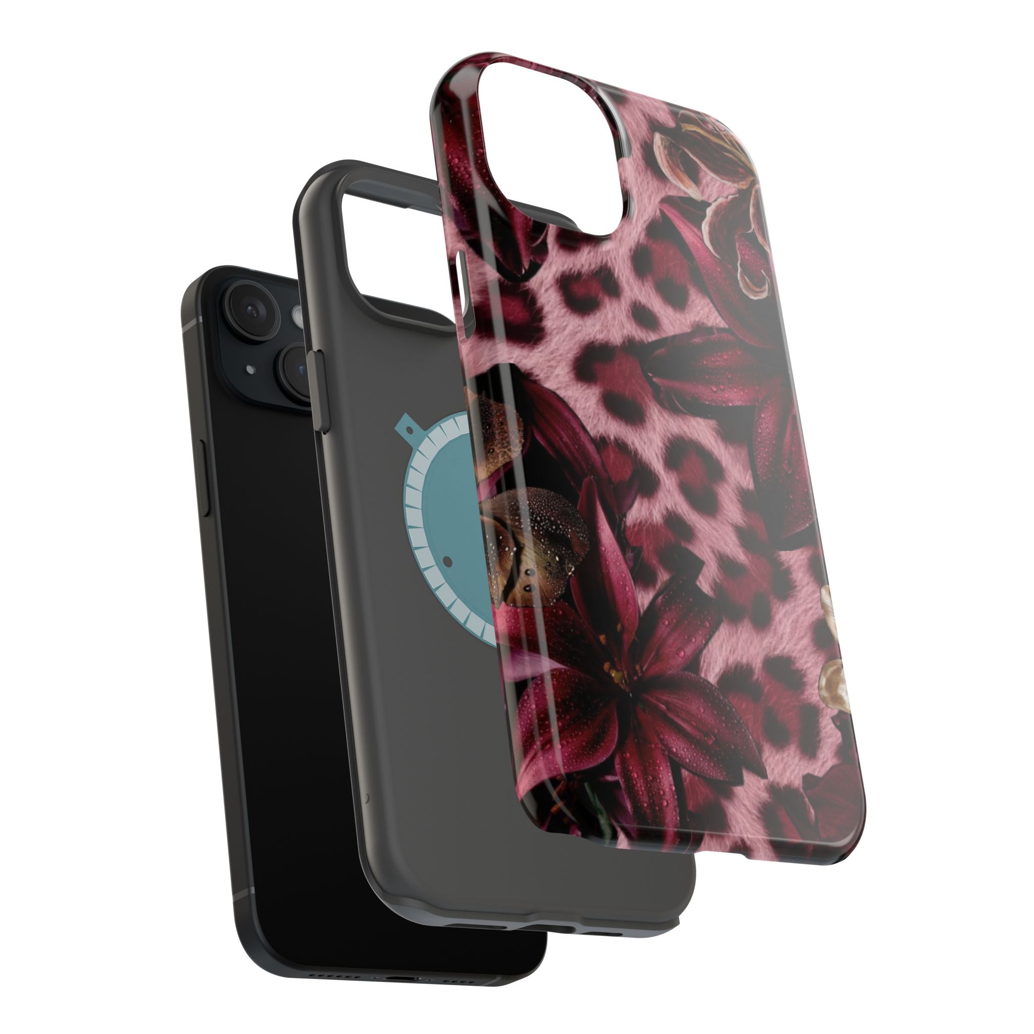 Midnight Bloom Leopard Magnetic Phone Case | MagSafe Compatible Shockproof Protective Cover