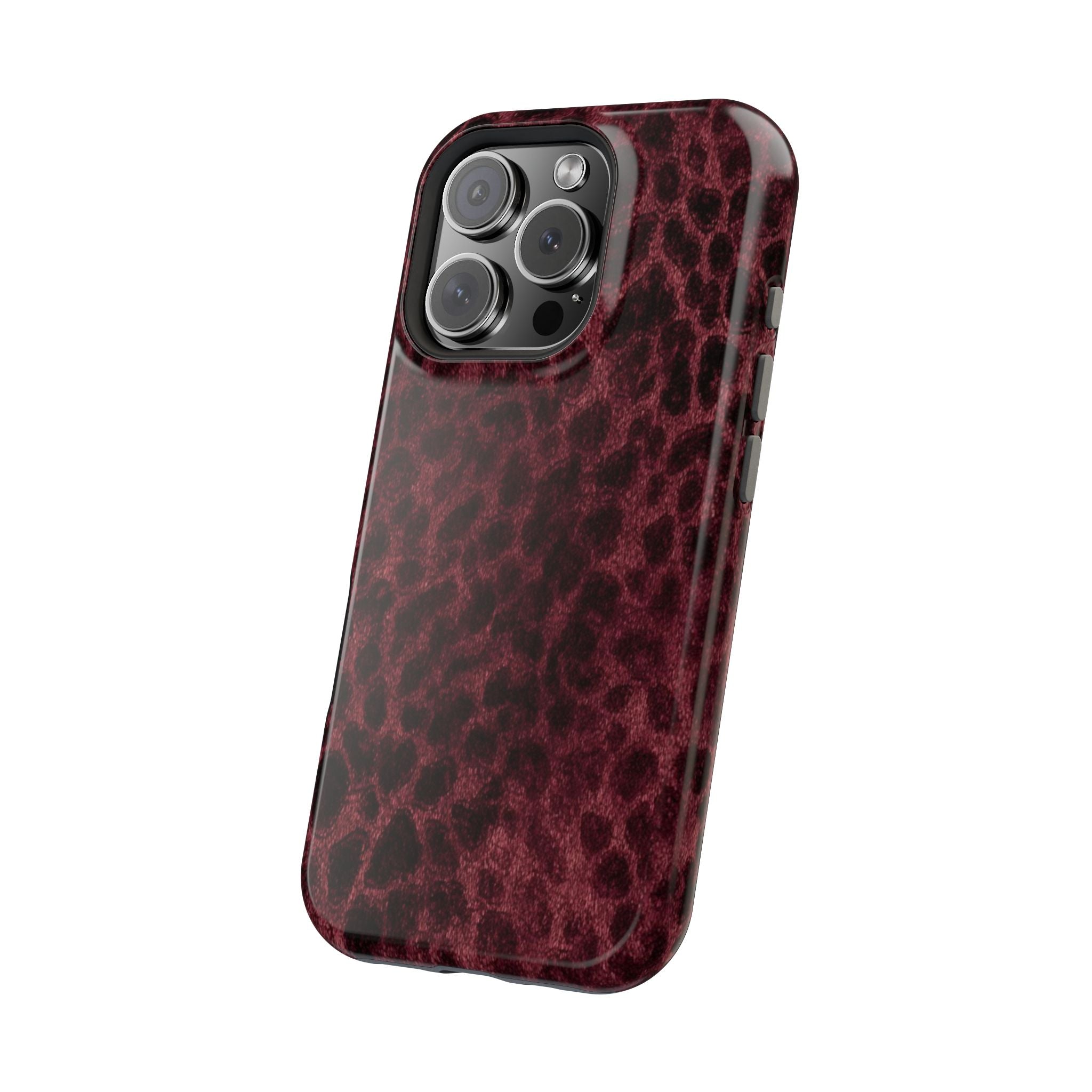 Burgundy Leopard Magnetic Phone Case | MagSafe Compatible Shockproof Protective Cover