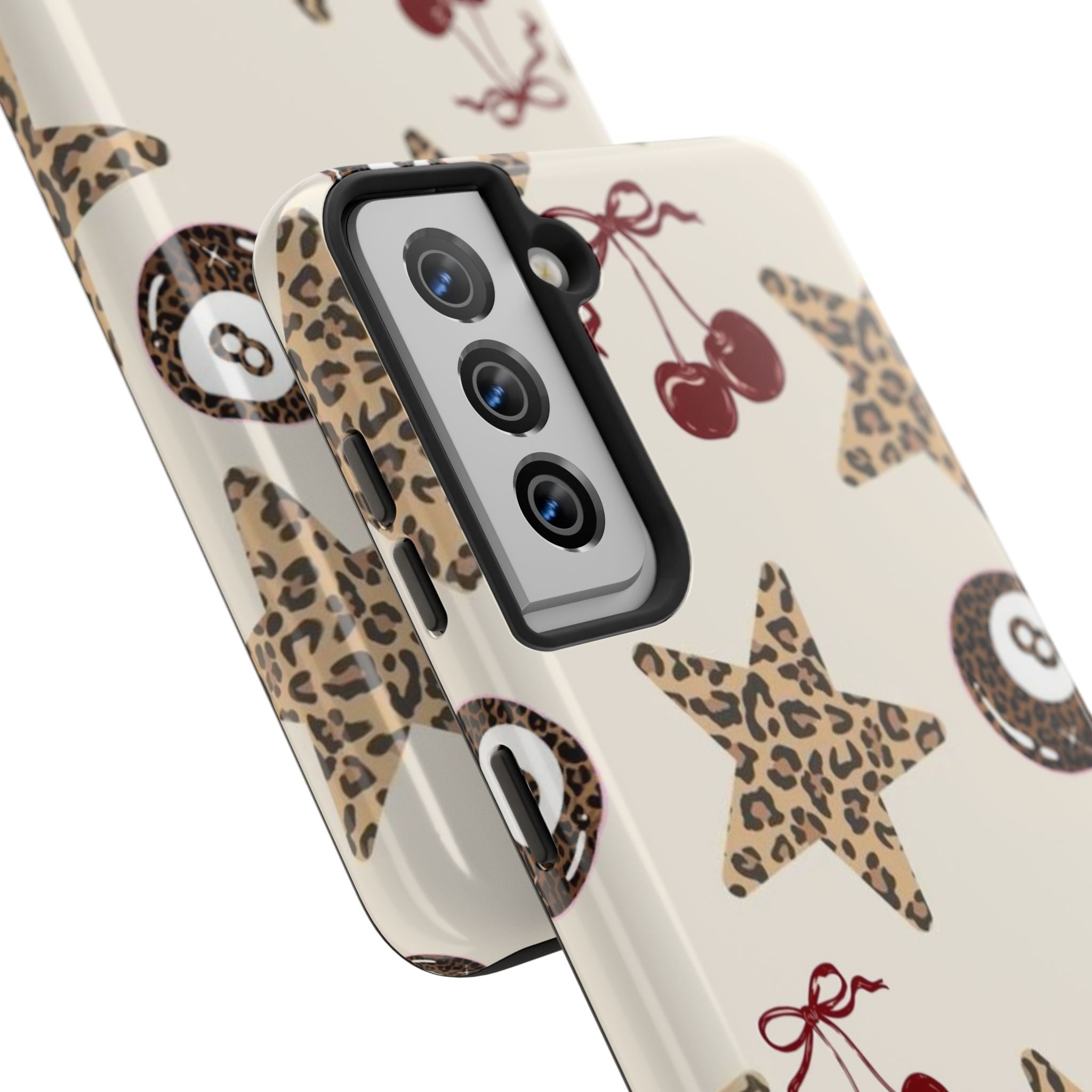Leopard Star & Cherry Tough Phone Case — Retro Pool 8-Ball Pattern