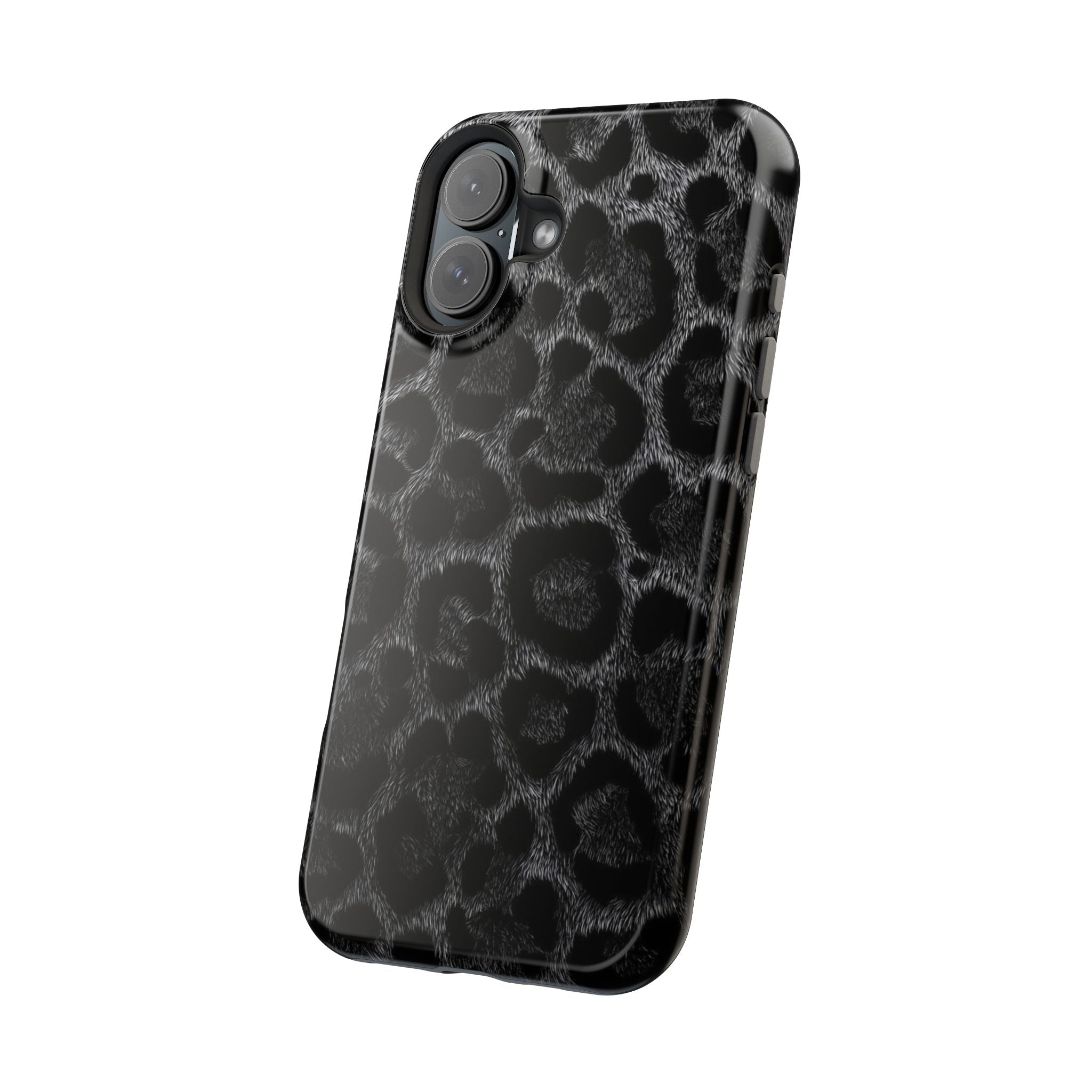 Black Leopard Print Magnetic Impact-Resistant Phone Case