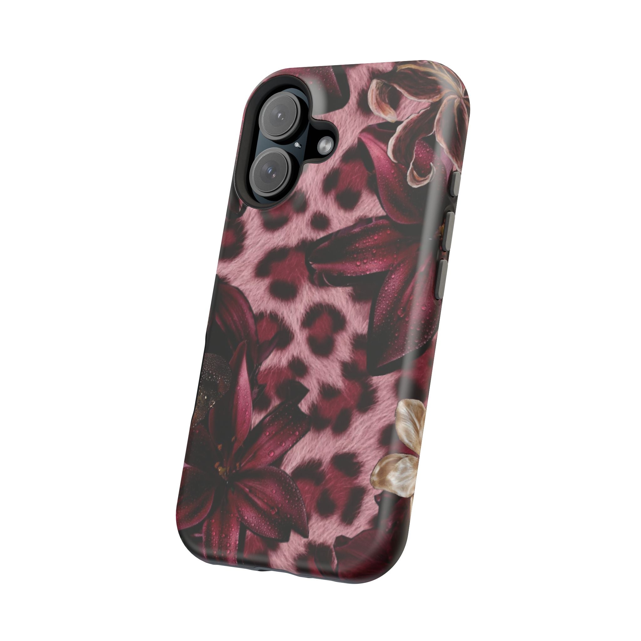 Midnight Bloom Leopard Magnetic Phone Case | MagSafe Compatible Shockproof Protective Cover