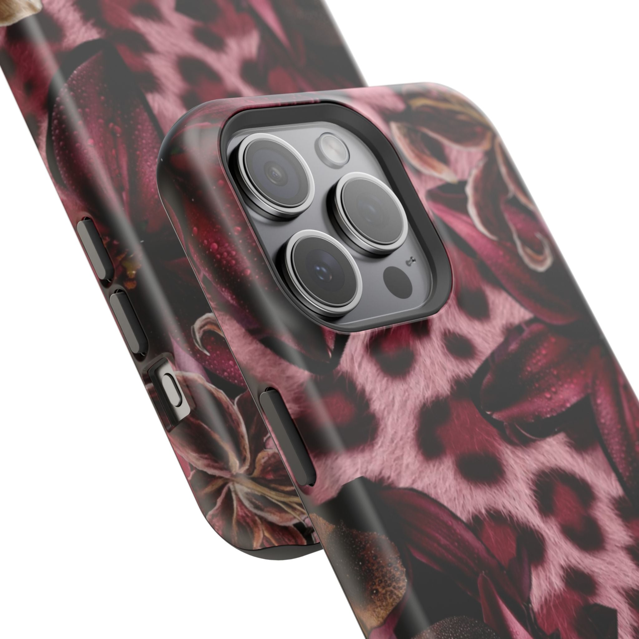 Midnight Bloom Leopard Magnetic Phone Case | MagSafe Compatible Shockproof Protective Cover