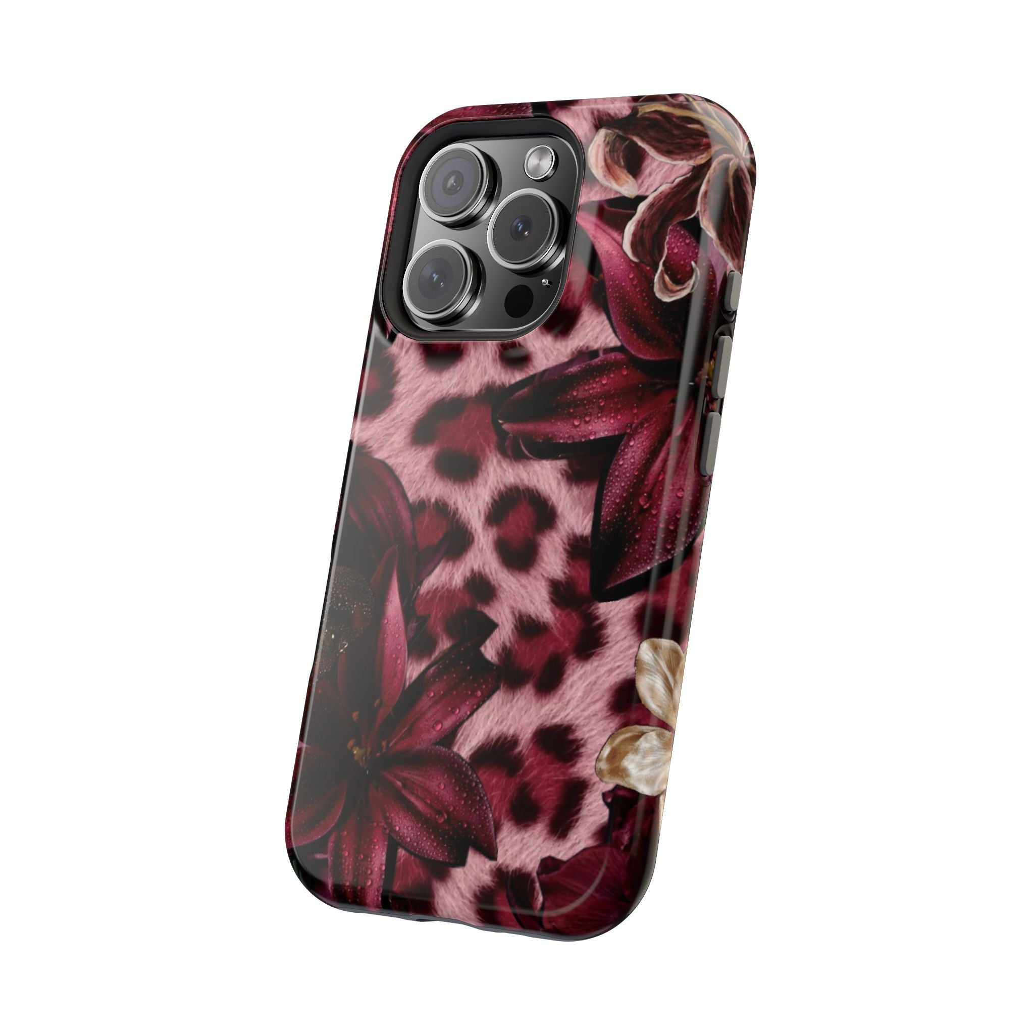 Midnight Bloom Leopard Magnetic Phone Case | MagSafe Compatible Shockproof Protective Cover