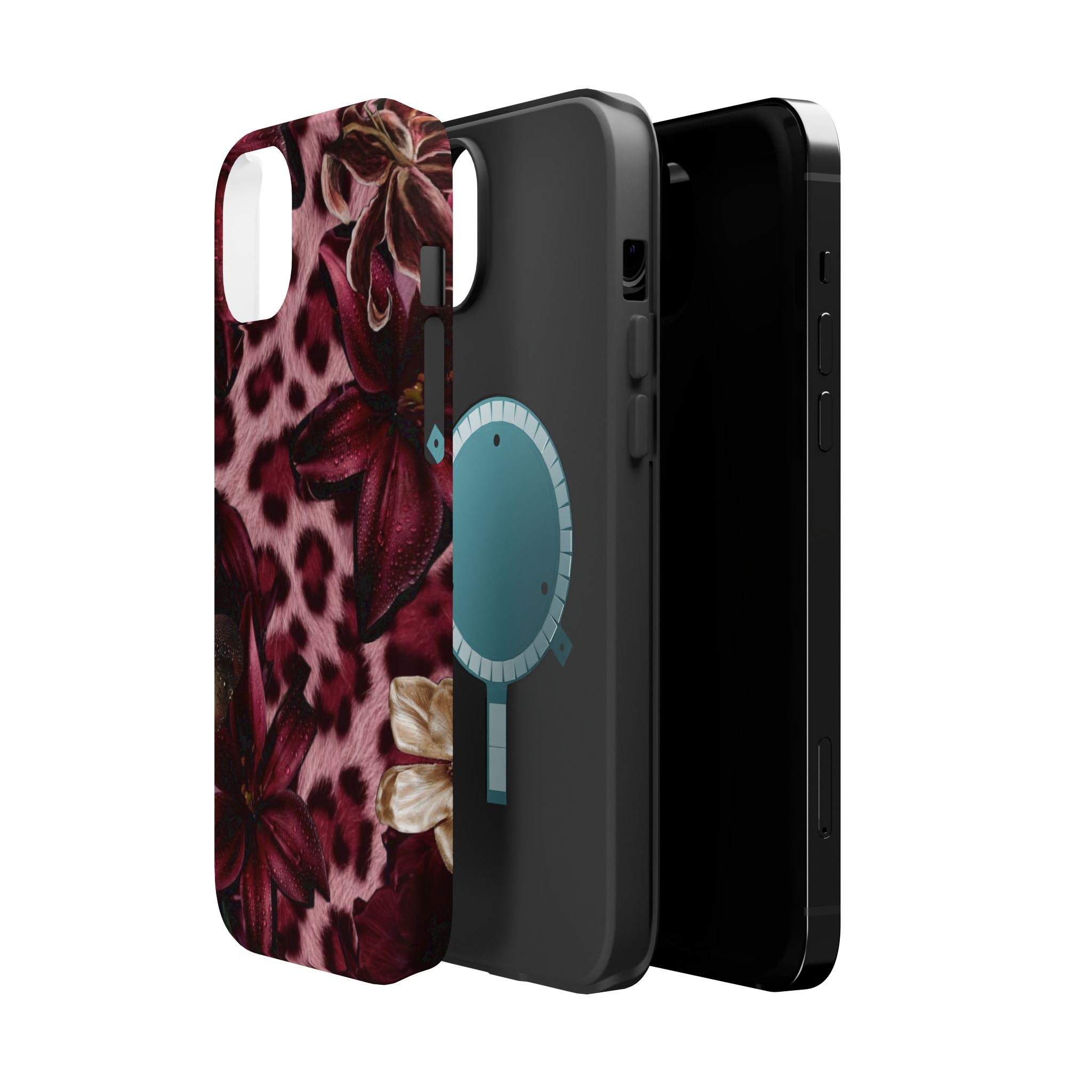 Midnight Bloom Leopard Magnetic Phone Case | MagSafe Compatible Shockproof Protective Cover