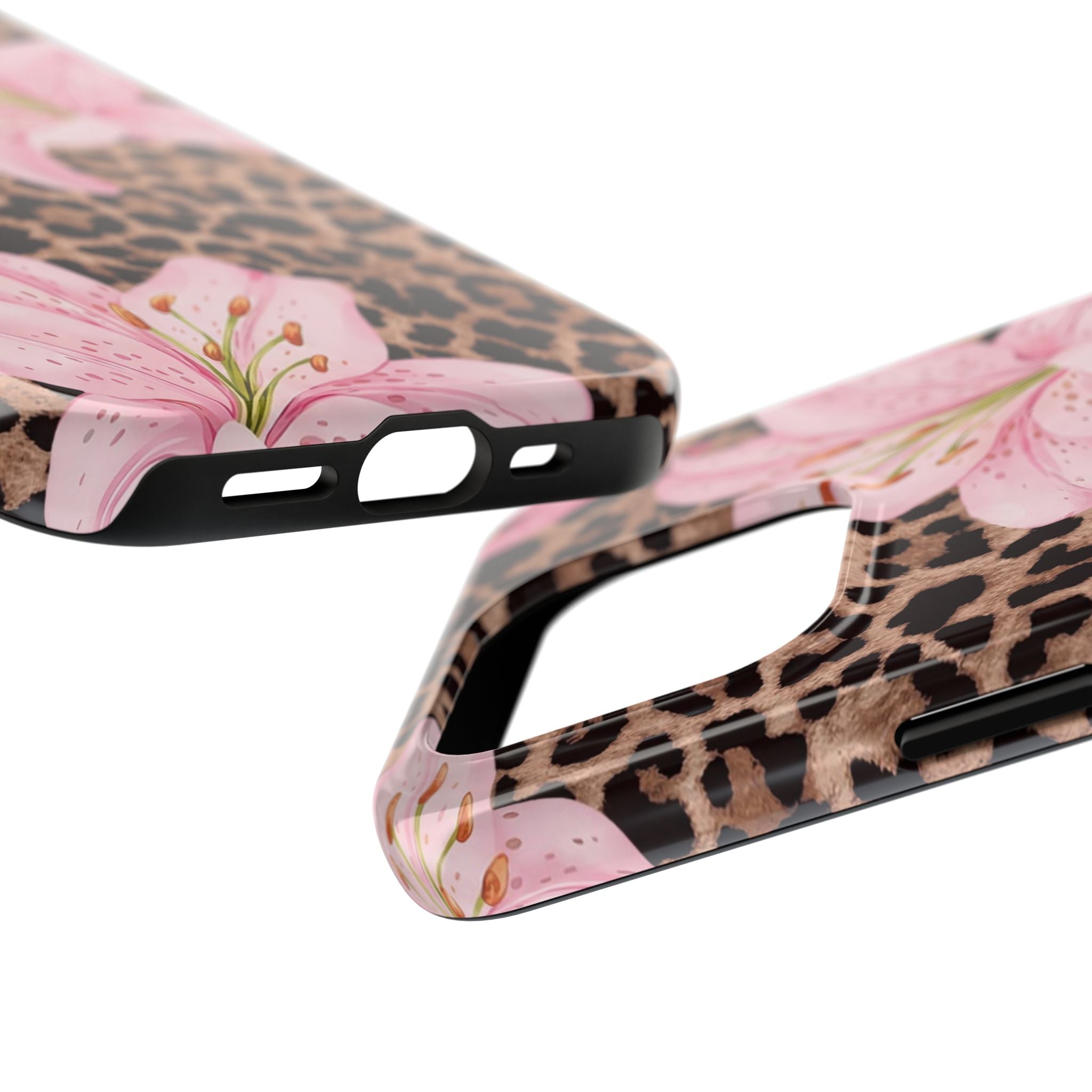 Blush Leopard Lily Magnetic Phone Case | MagSafe Compatible Shockproof Protective Cover