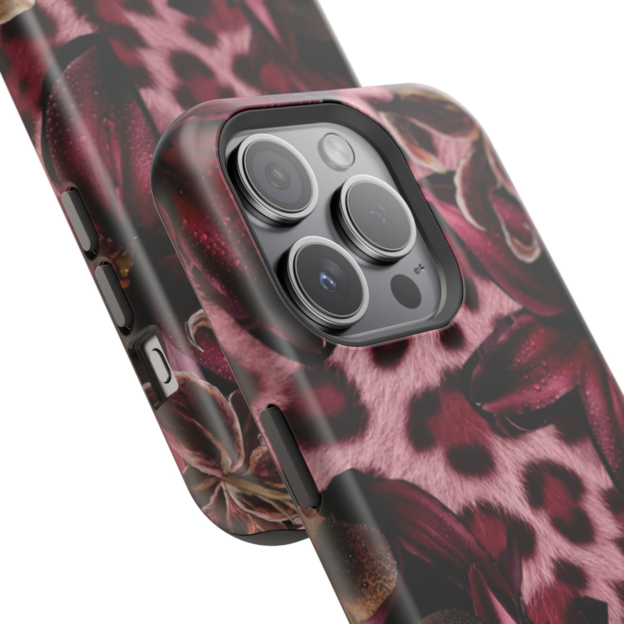 Midnight Bloom Leopard Magnetic Phone Case | MagSafe Compatible Shockproof Protective Cover