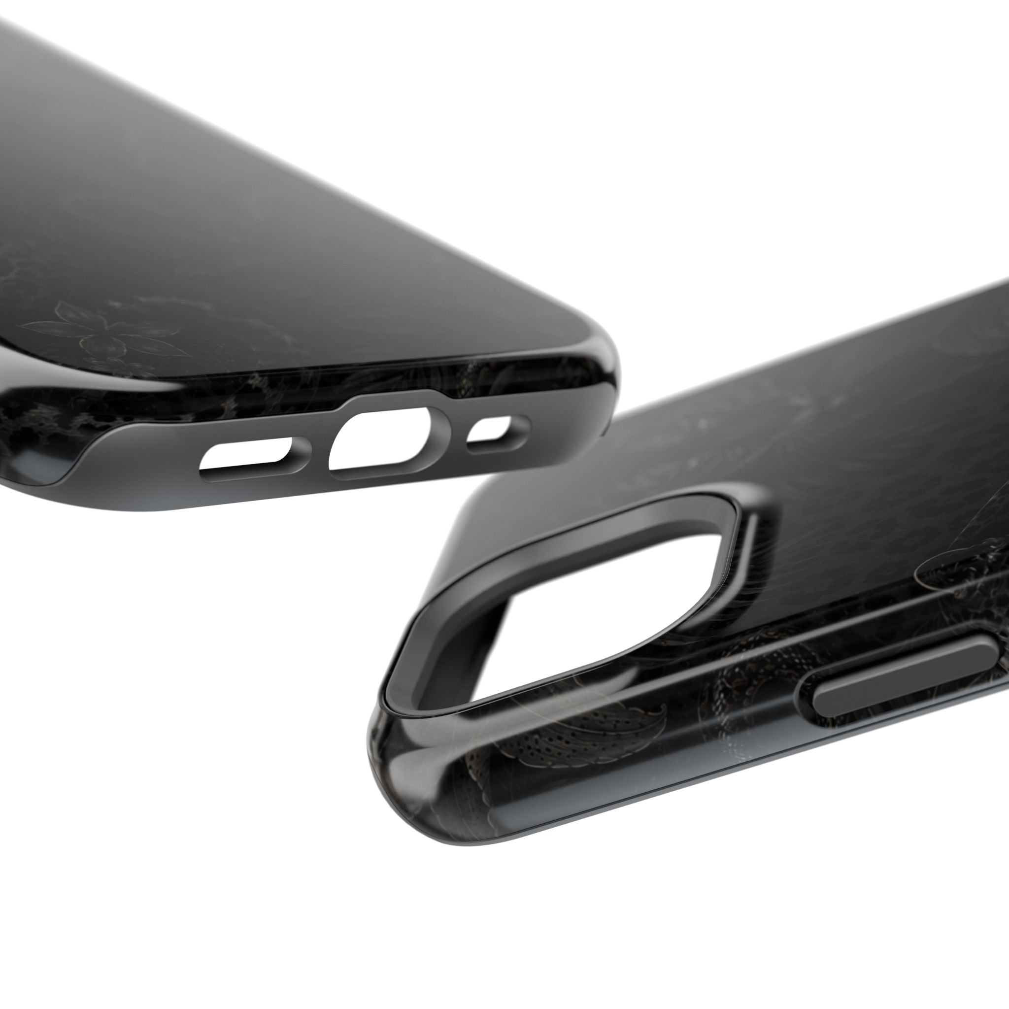 Black Floral Leopard Magnetic Impact-Resistant Phone Case | MagSafe Compatible Shockproof Cover