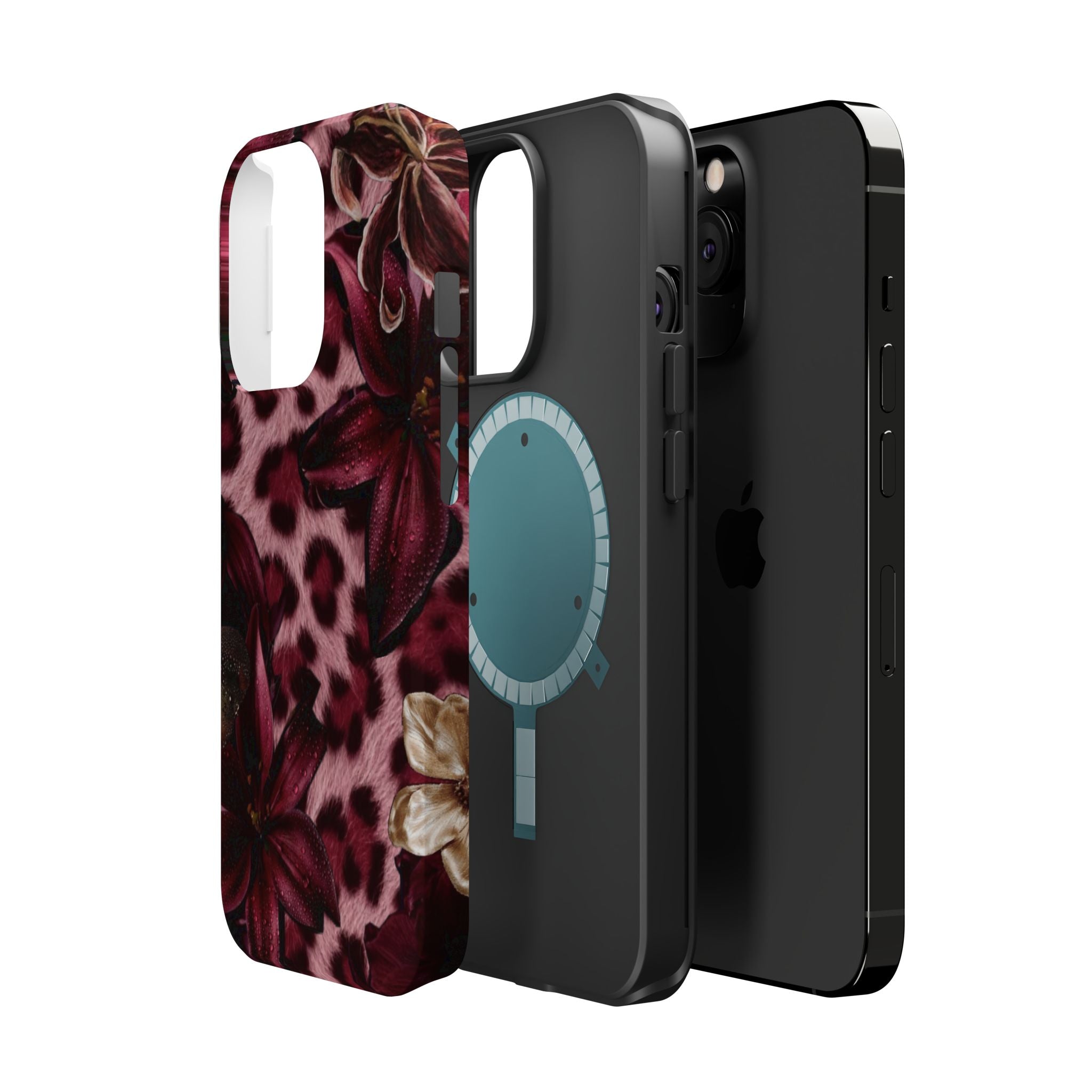 Midnight Bloom Leopard Magnetic Phone Case | MagSafe Compatible Shockproof Protective Cover