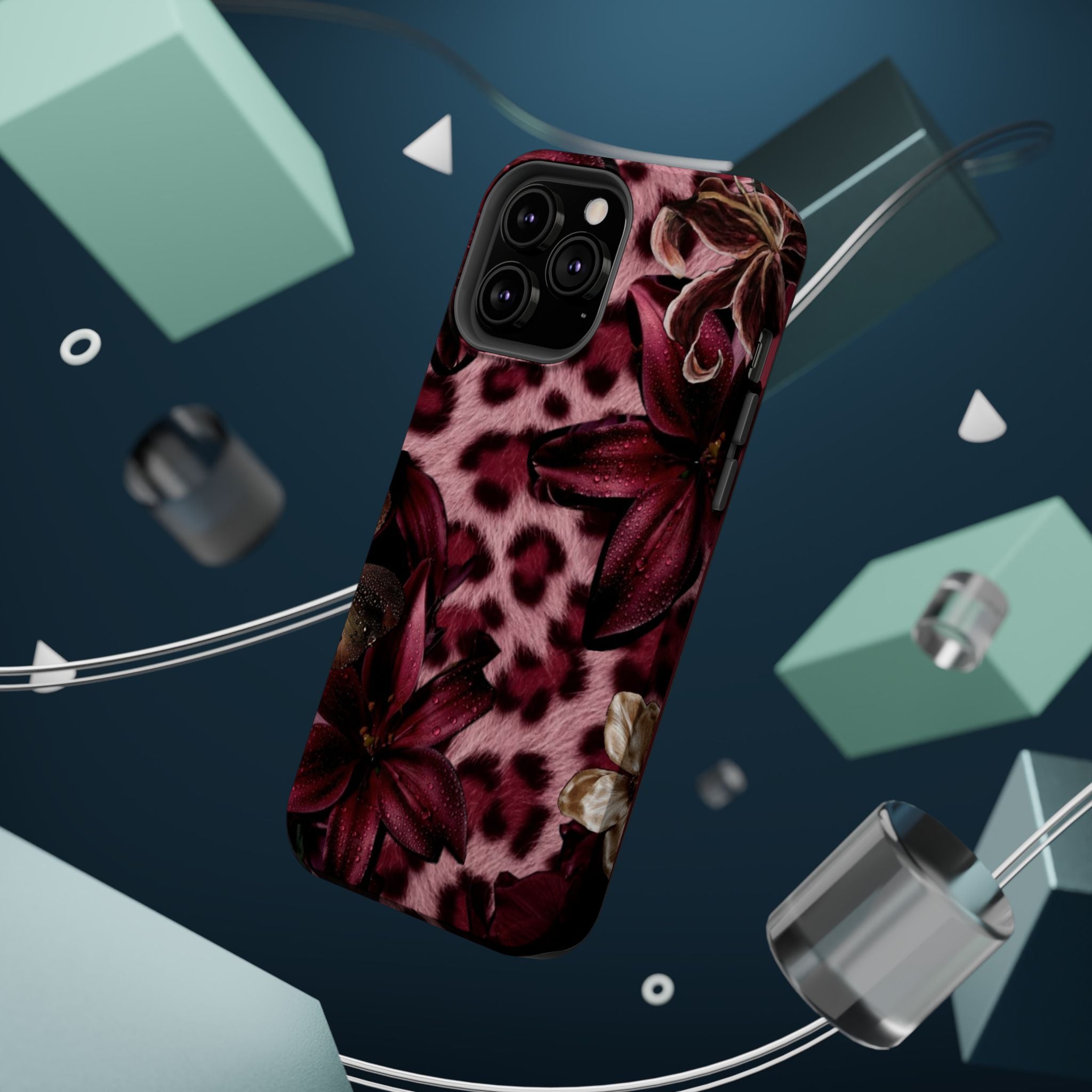Midnight Bloom Leopard Magnetic Phone Case | MagSafe Compatible Shockproof Protective Cover