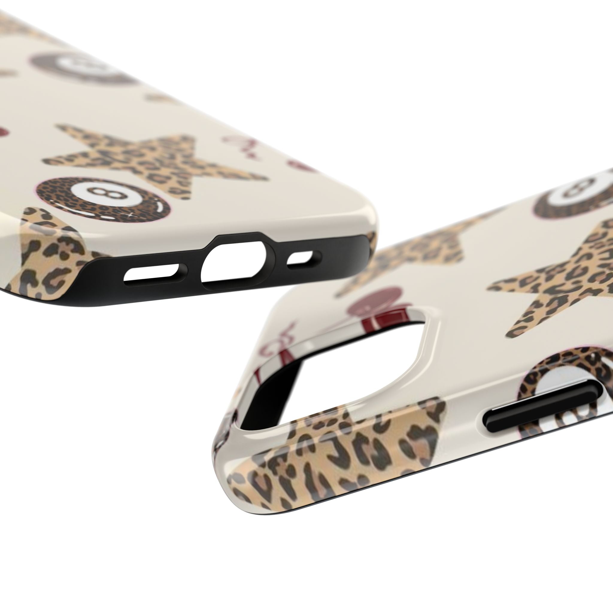 Leopard Star & Cherry Tough Phone Case — Retro Pool 8-Ball Pattern