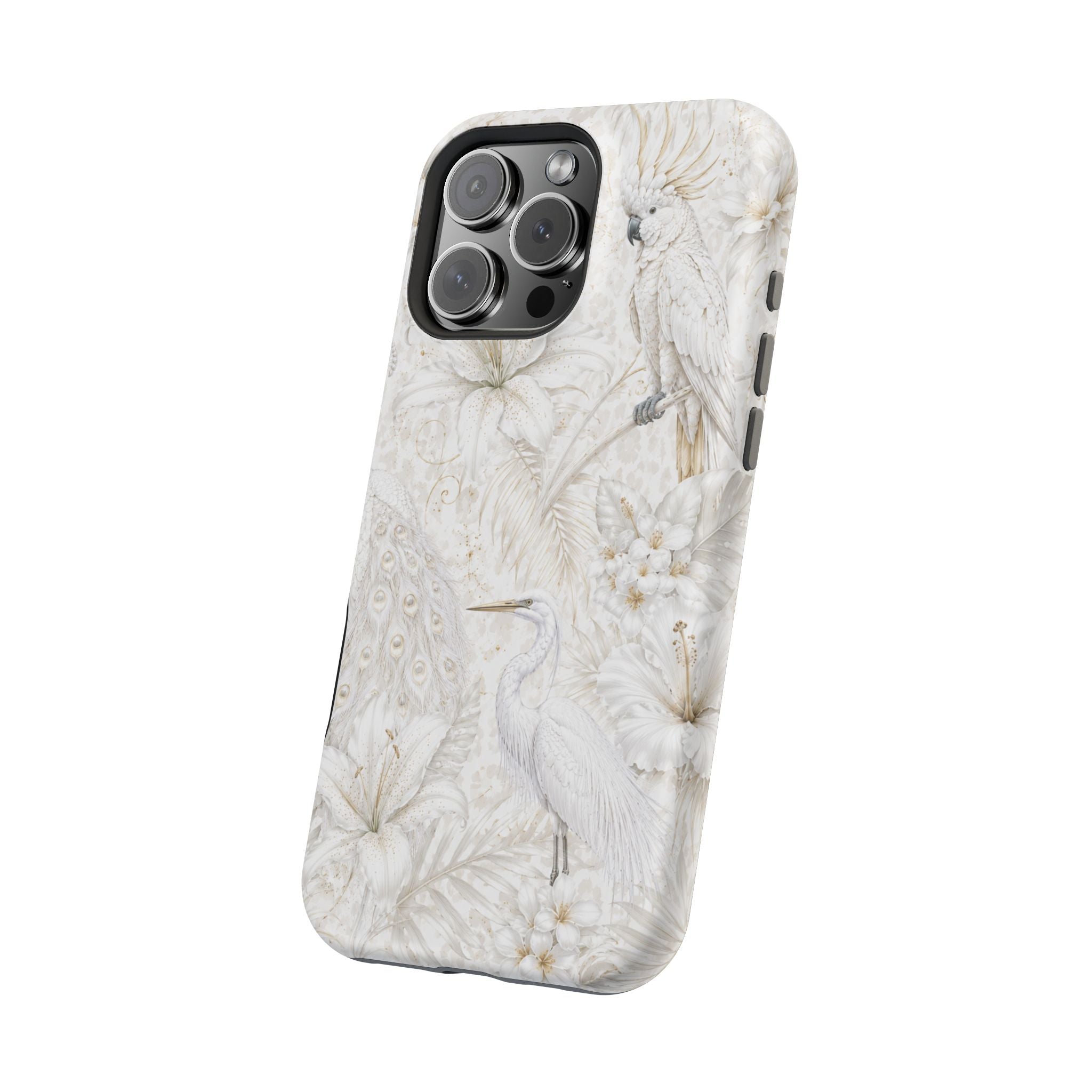 Elegant White Heron Magnetic Impact-Resistant Phone Case | MagSafe Compatible Shockproof Cover