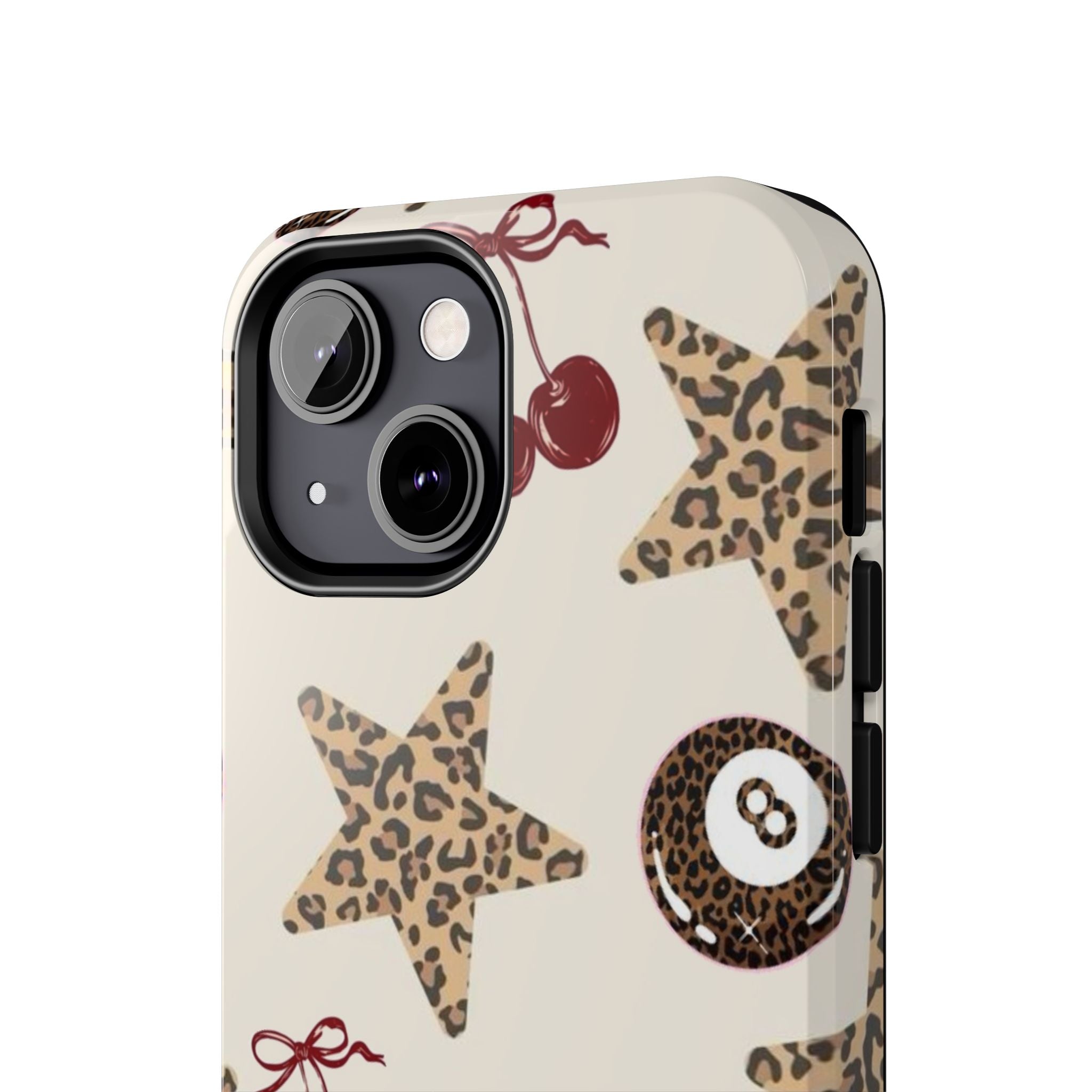 Leopard Star & Cherry Tough Phone Case — Retro Pool 8-Ball Pattern