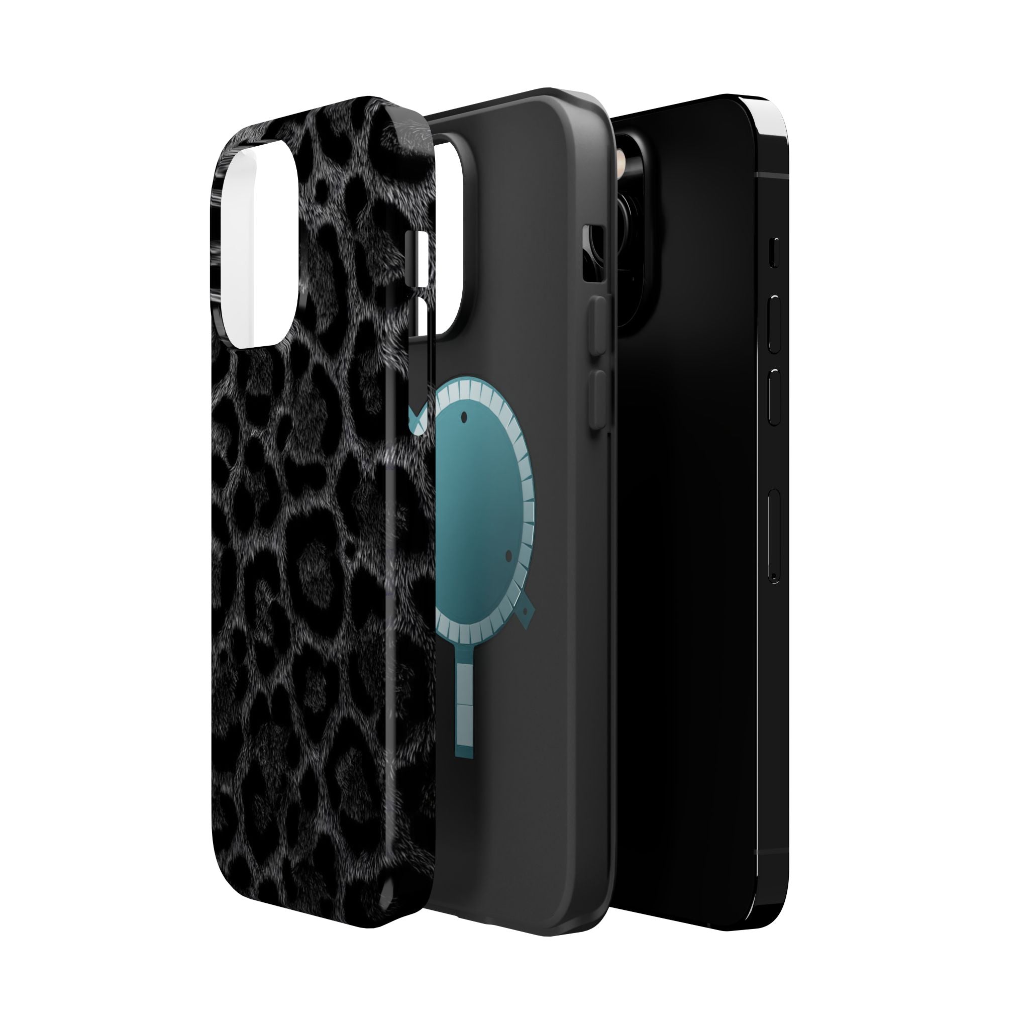 Black Leopard Print Magnetic Impact-Resistant Phone Case