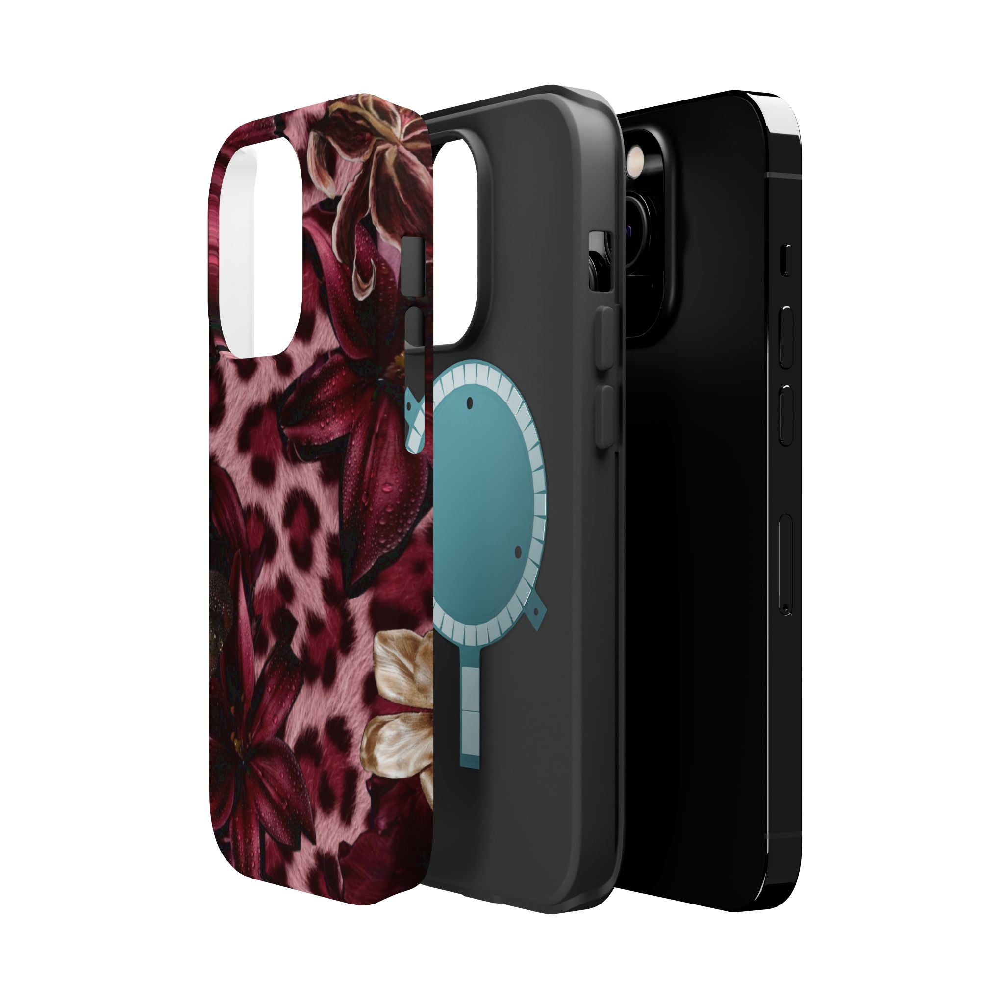 Midnight Bloom Leopard Magnetic Phone Case | MagSafe Compatible Shockproof Protective Cover