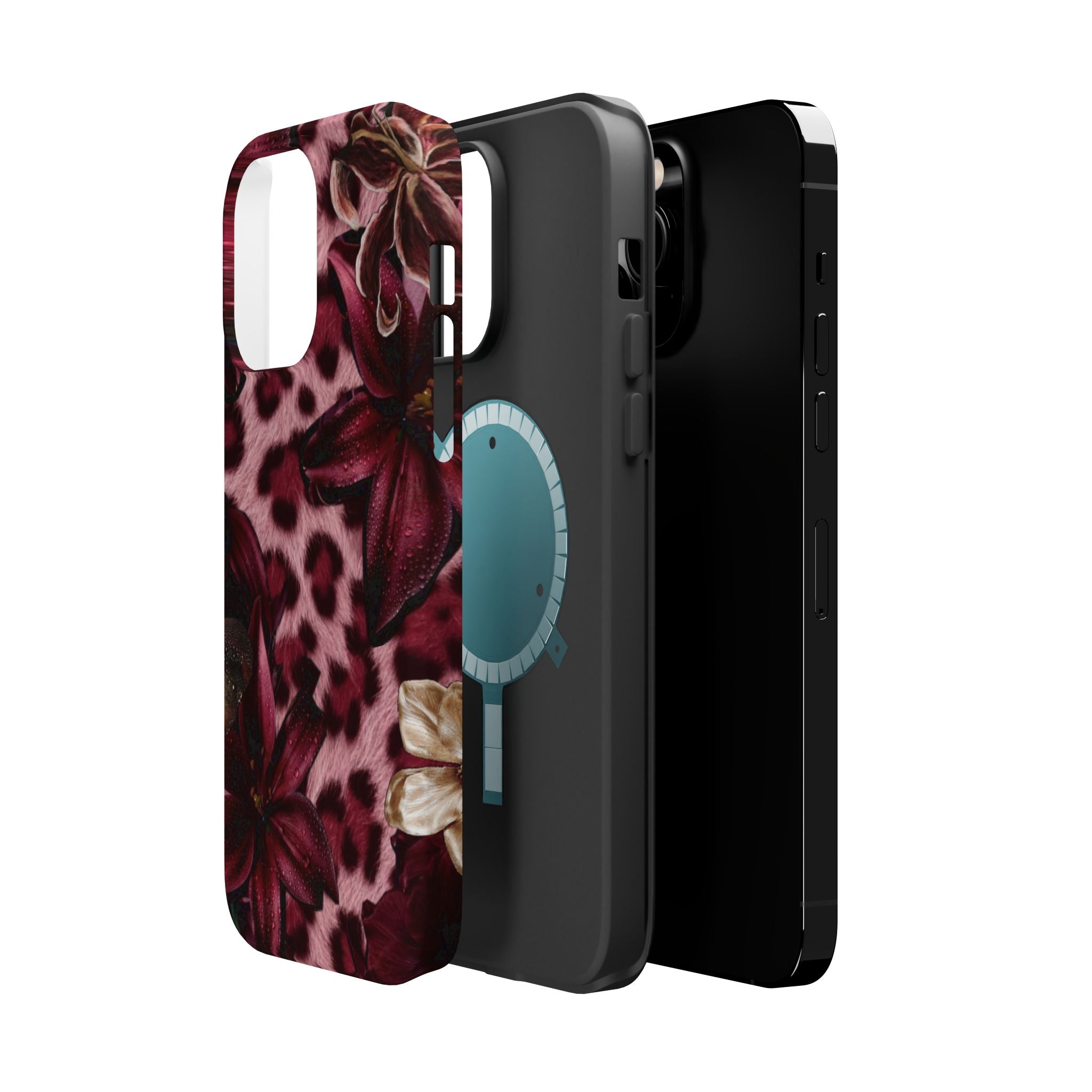Midnight Bloom Leopard Magnetic Phone Case | MagSafe Compatible Shockproof Protective Cover