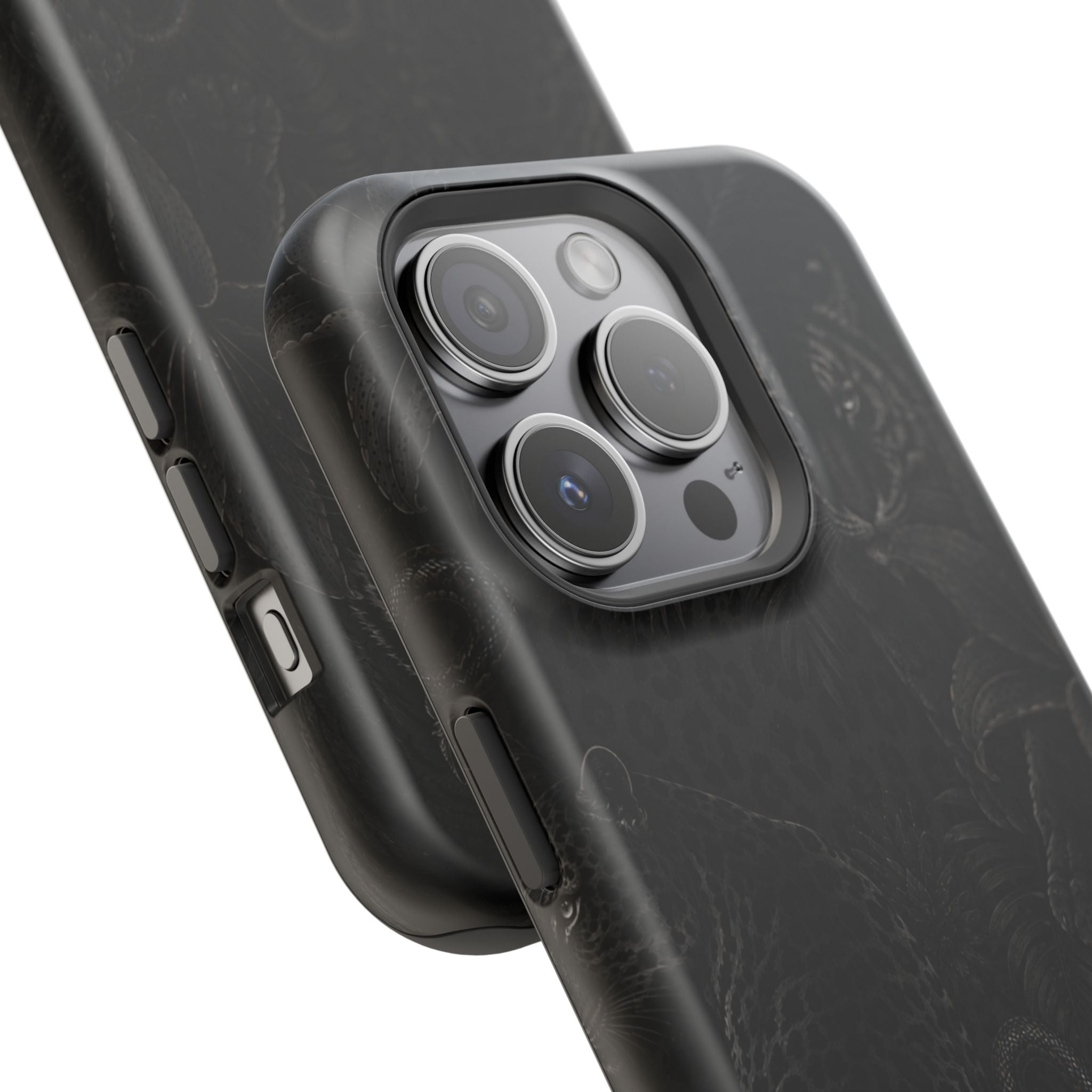 Black Floral Leopard Magnetic Impact-Resistant Phone Case | MagSafe Compatible Shockproof Cover