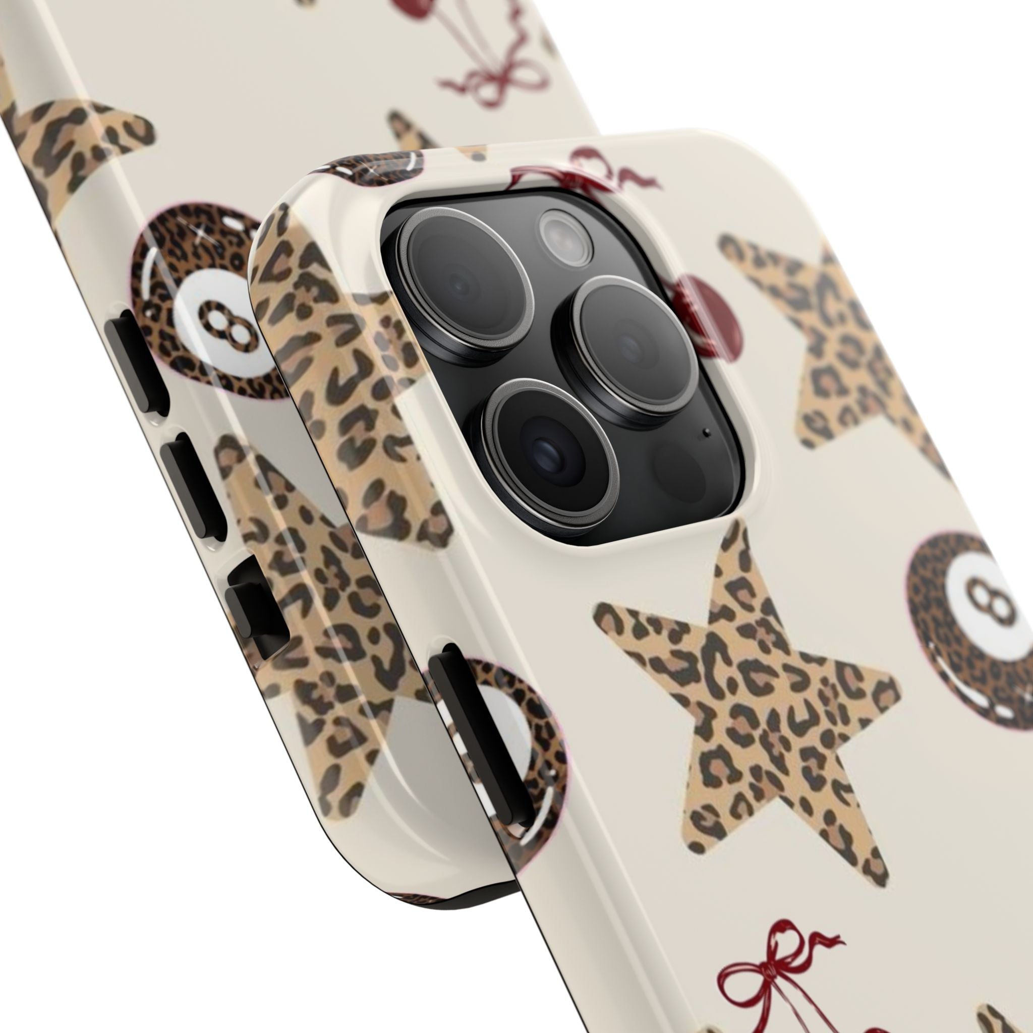Leopard Star & Cherry Tough Phone Case — Retro Pool 8-Ball Pattern