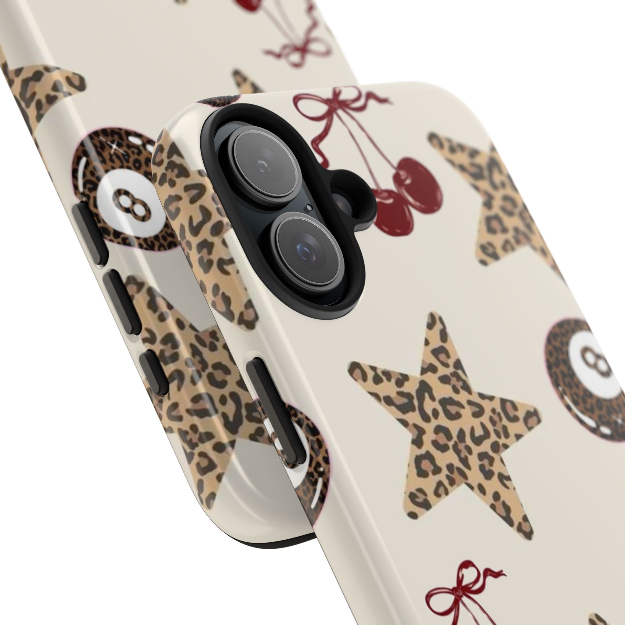 Leopard Star & Cherry Tough Phone Case — Retro Pool 8-Ball Pattern