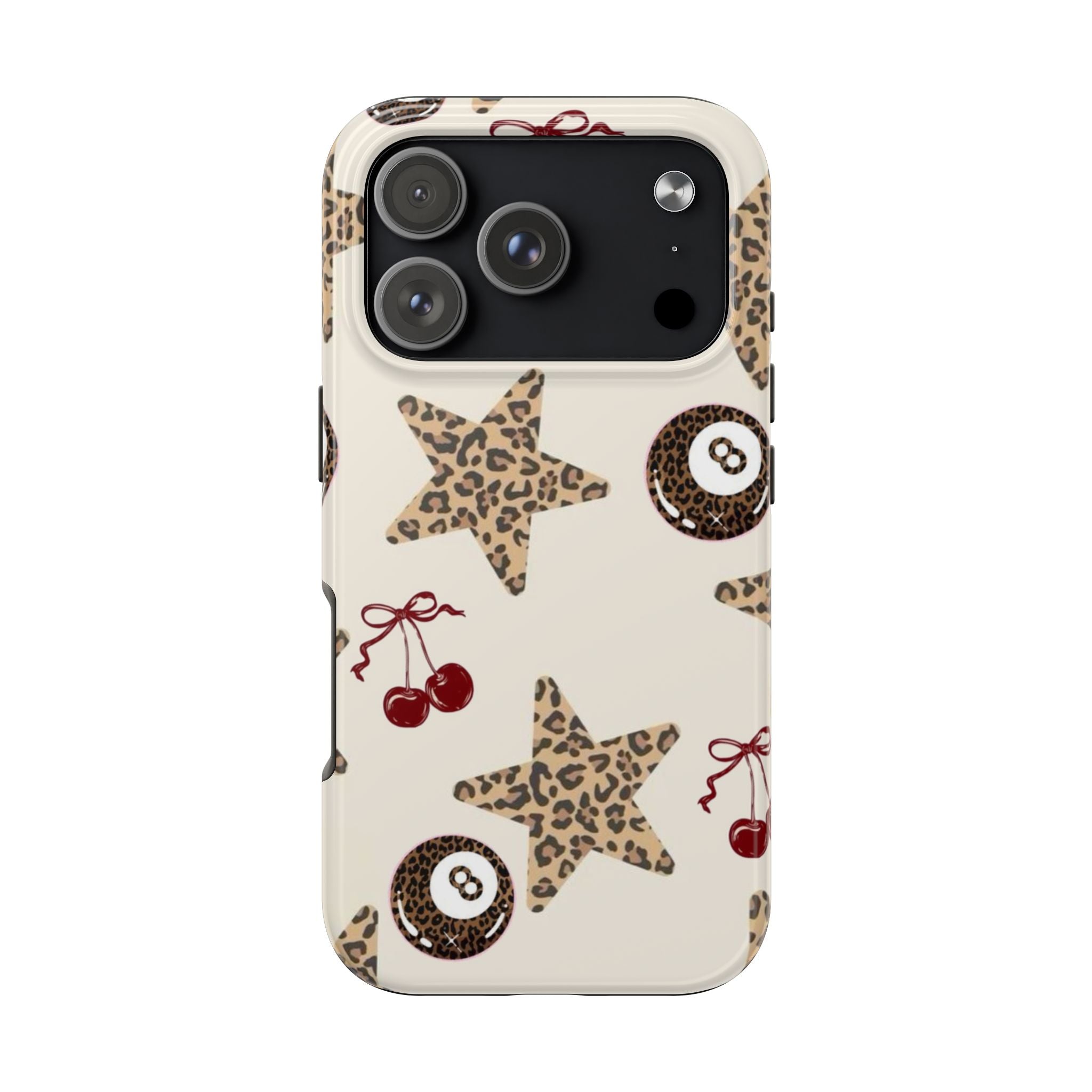 Leopard Star & Cherry Tough Phone Case — Retro Pool 8-Ball Pattern
