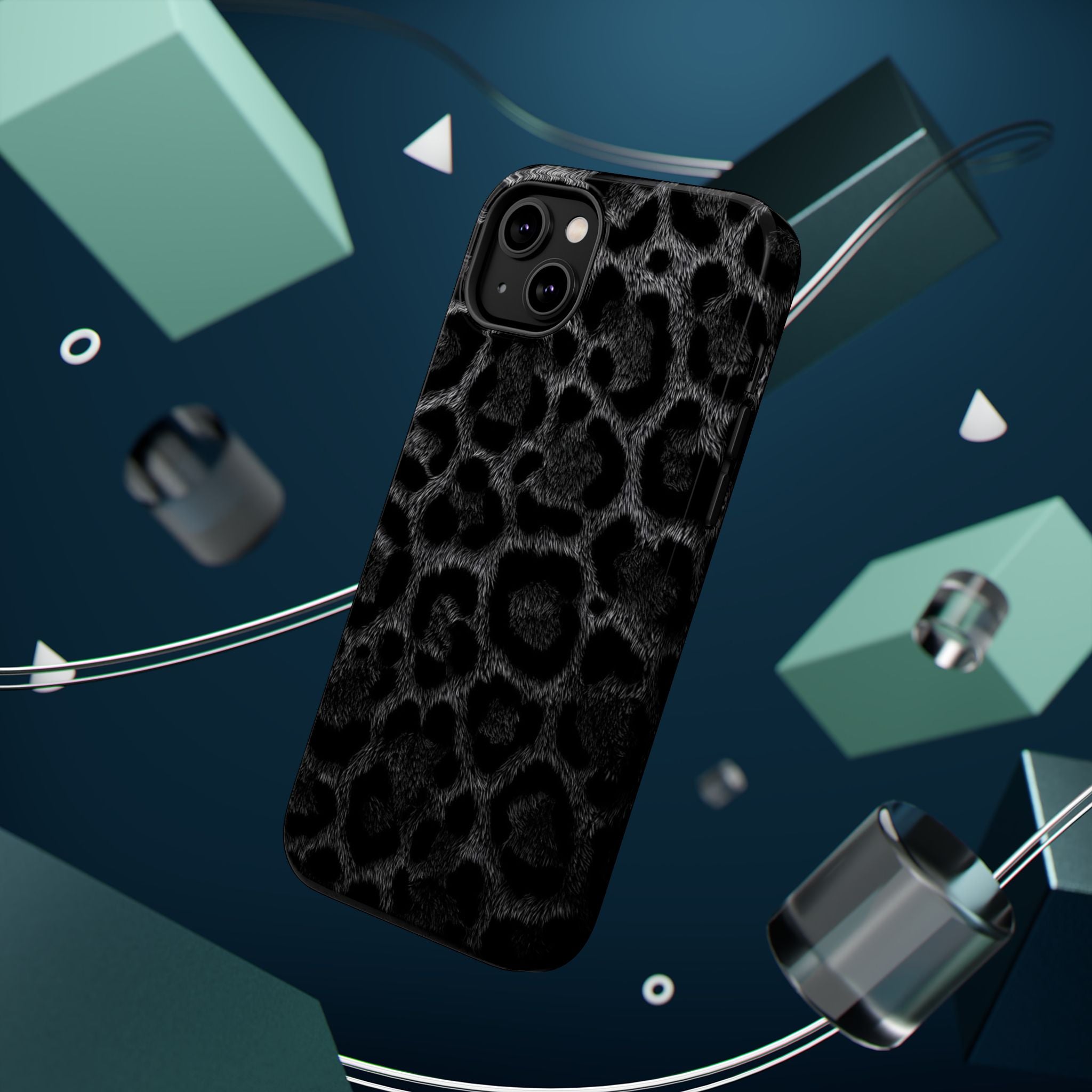 Black Leopard Print Magnetic Impact-Resistant Phone Case