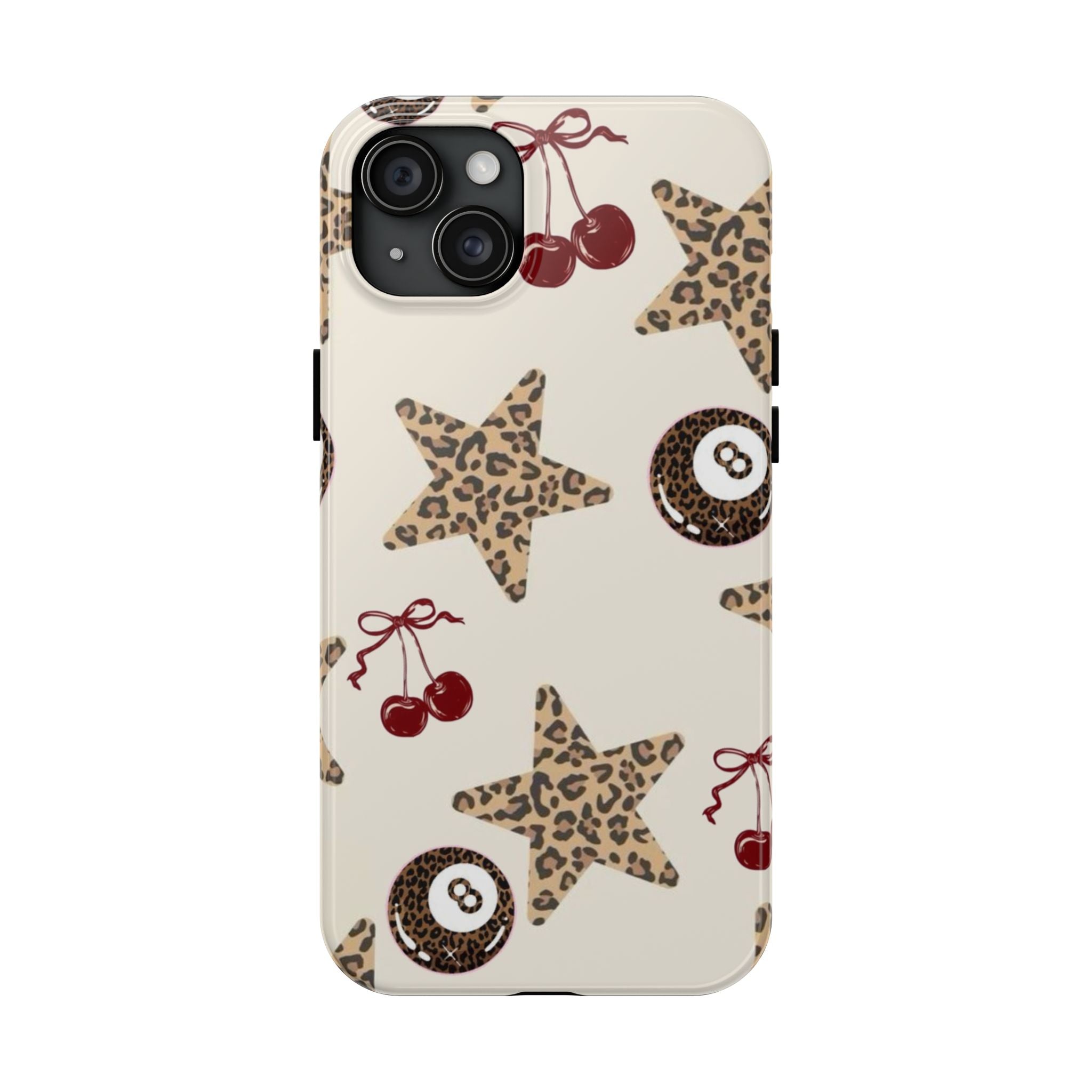Leopard Star & Cherry Tough Phone Case — Retro Pool 8-Ball Pattern