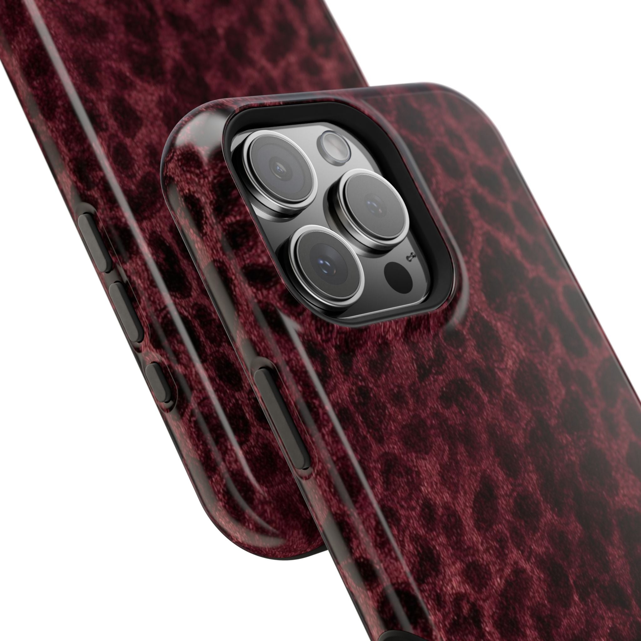 Burgundy Leopard Magnetic Phone Case | MagSafe Compatible Shockproof Protective Cover