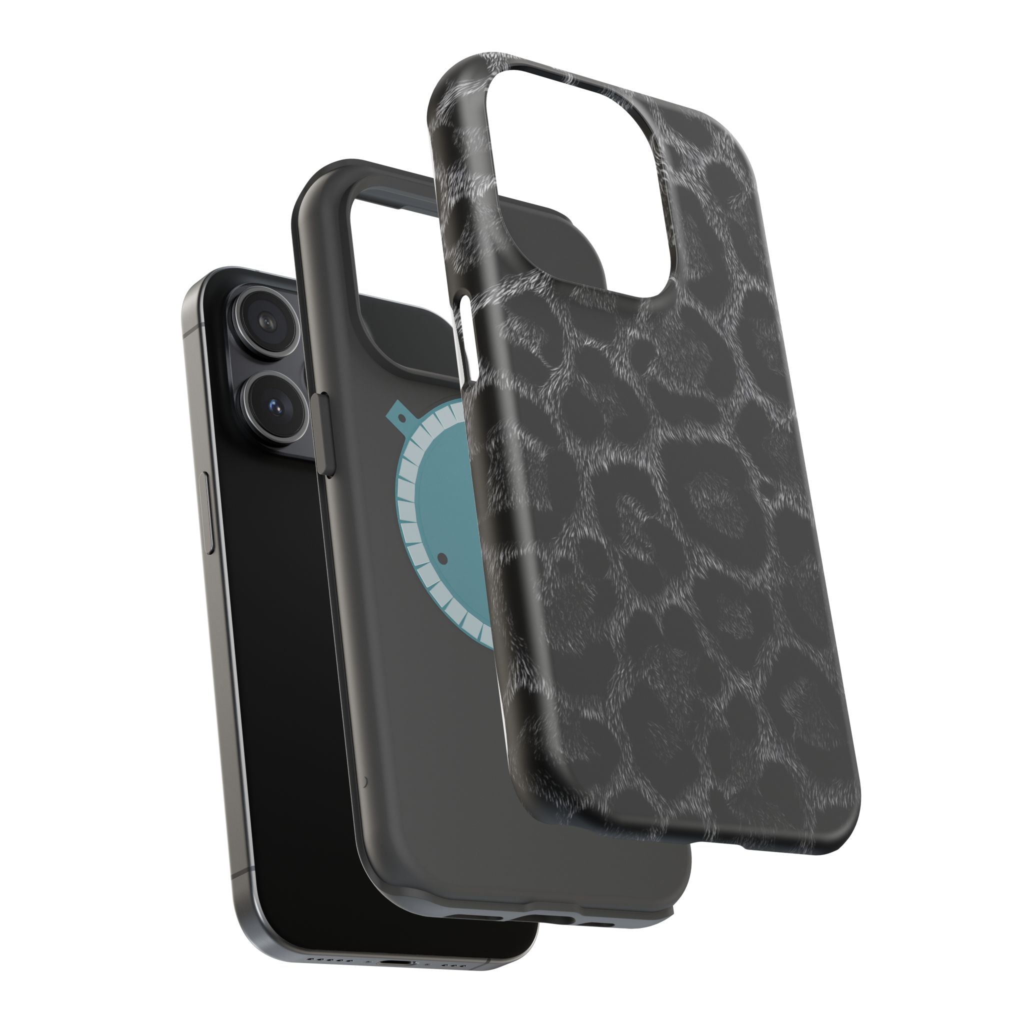 Black Leopard Print Magnetic Impact-Resistant Phone Case