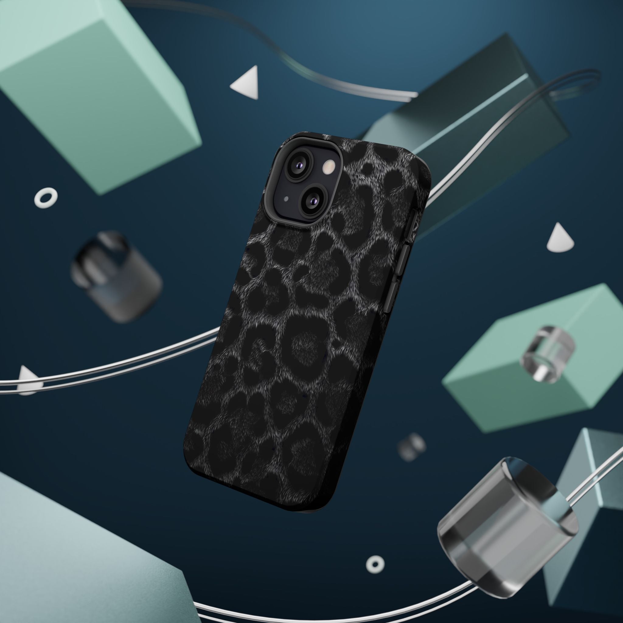 Black Leopard Print Magnetic Impact-Resistant Phone Case