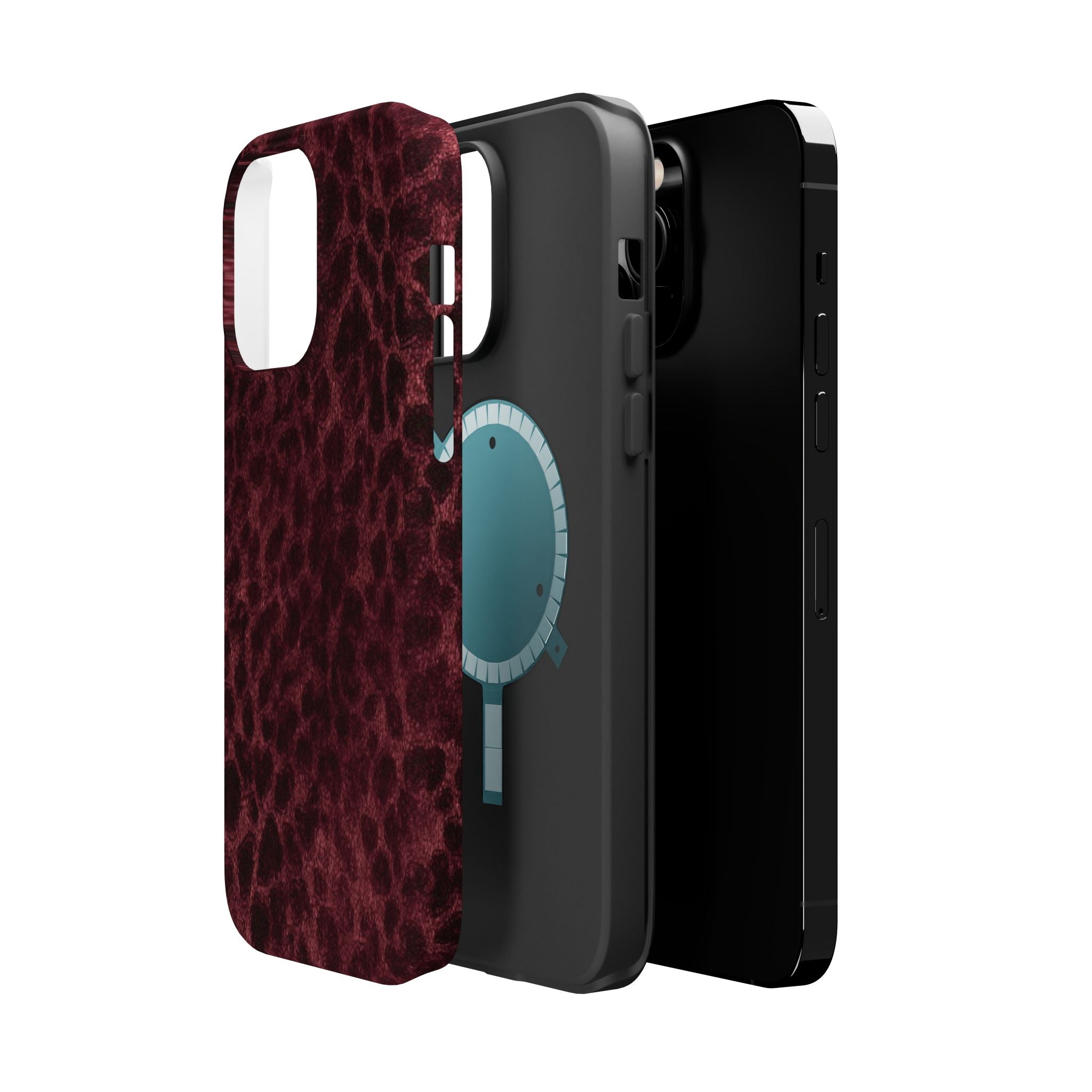 Burgundy Leopard Magnetic Phone Case | MagSafe Compatible Shockproof Protective Cover
