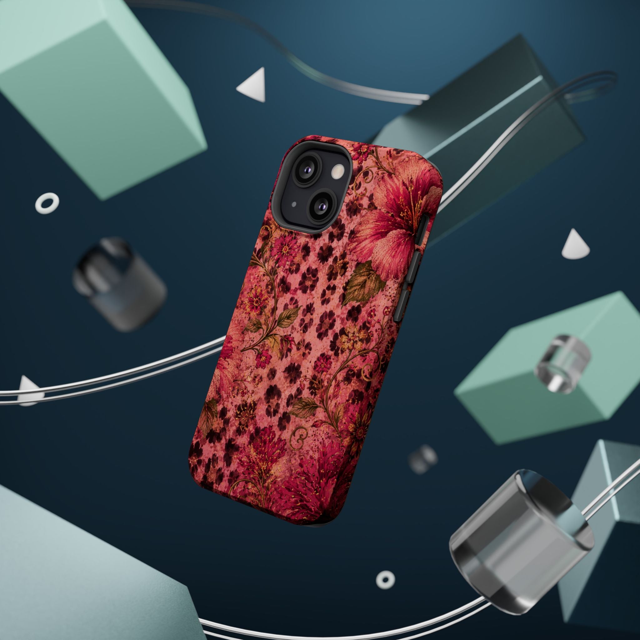 Floral Vintage Rose Magnetic Impact-Resistant Phone Case