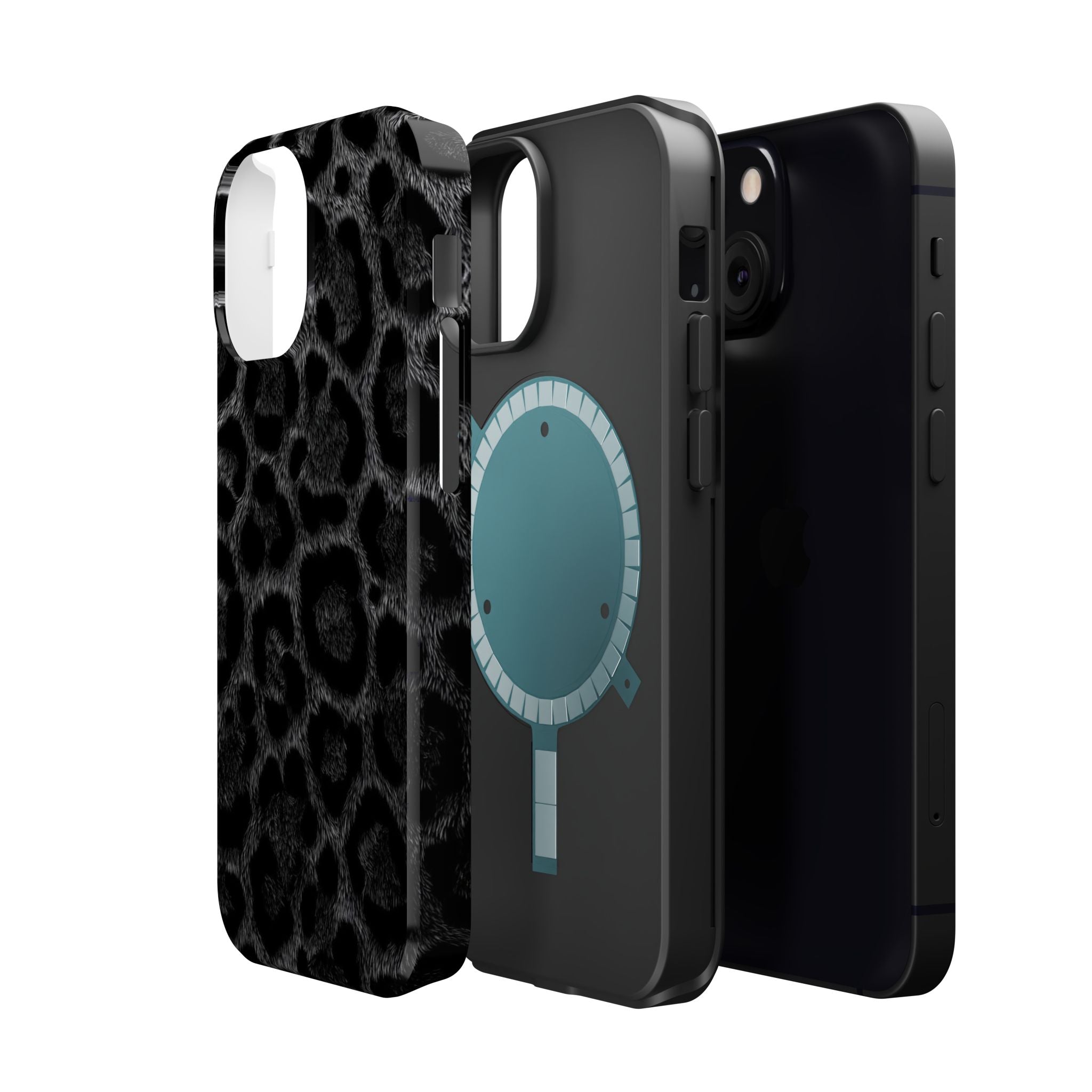 Black Leopard Print Magnetic Impact-Resistant Phone Case
