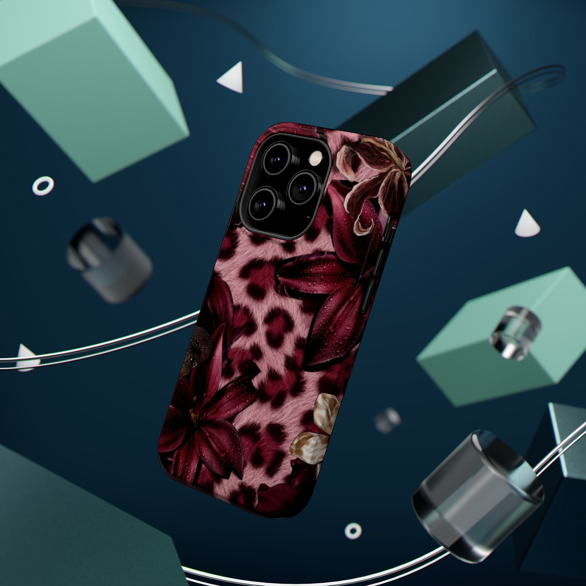 Midnight Bloom Leopard Magnetic Phone Case | MagSafe Compatible Shockproof Protective Cover