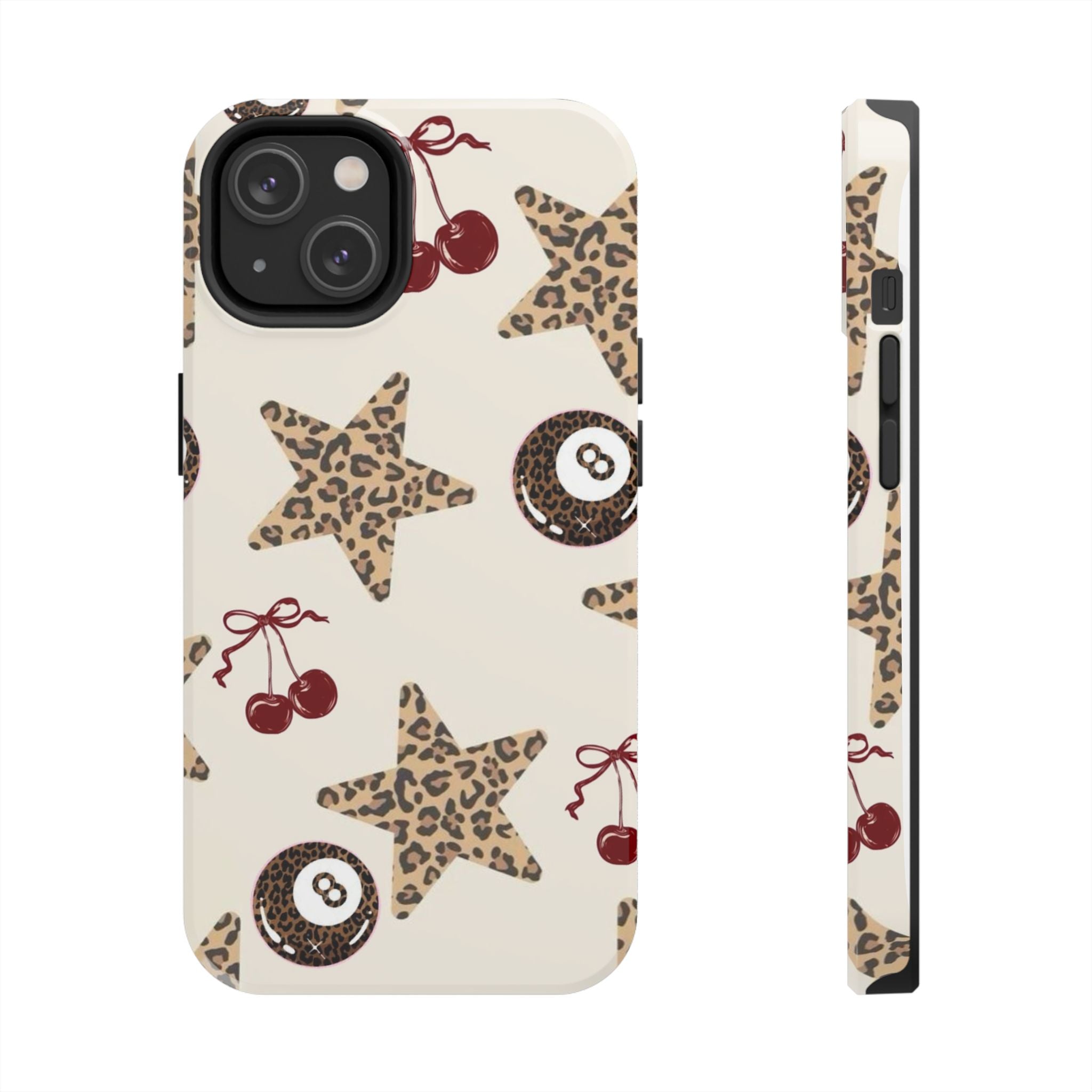 Leopard Star & Cherry Tough Phone Case — Retro Pool 8-Ball Pattern