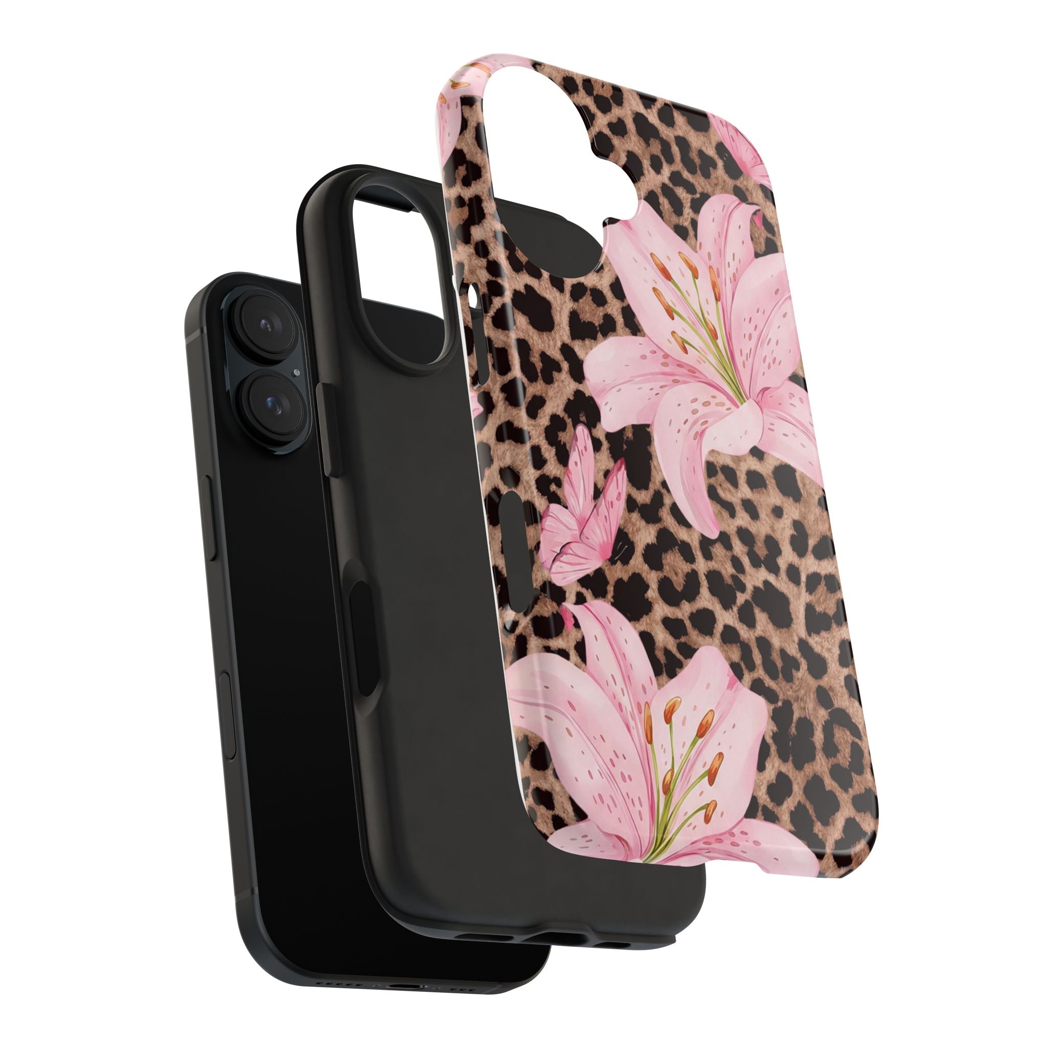Blush Leopard Lily Magnetic Phone Case | MagSafe Compatible Shockproof Protective Cover