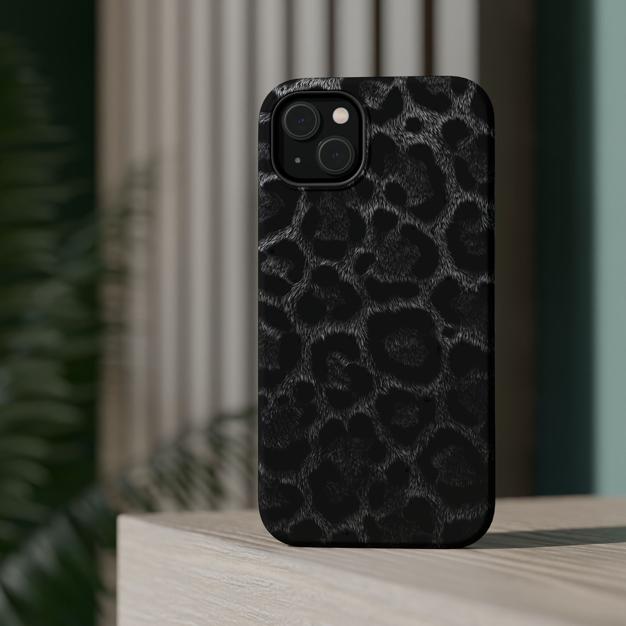Black Leopard Print Magnetic Impact-Resistant Phone Case