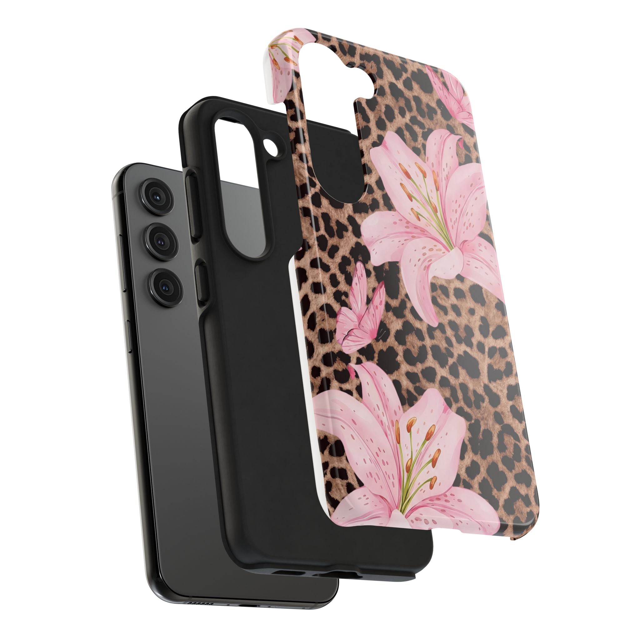 Blush Leopard Lily Magnetic Phone Case | MagSafe Compatible Shockproof Protective Cover