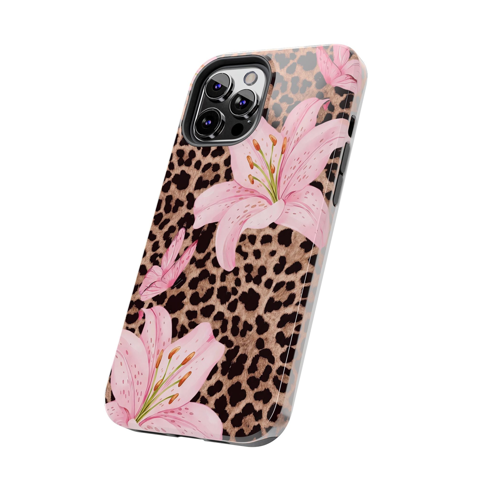 Blush Leopard Lily Magnetic Phone Case | MagSafe Compatible Shockproof Protective Cover