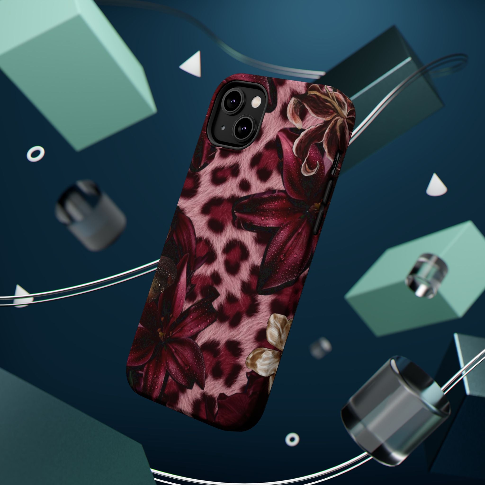 Midnight Bloom Leopard Magnetic Phone Case | MagSafe Compatible Shockproof Protective Cover