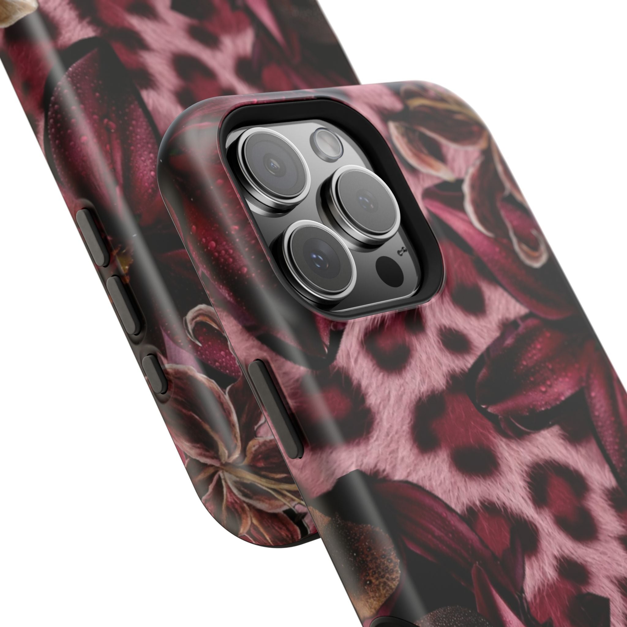 Midnight Bloom Leopard Magnetic Phone Case | MagSafe Compatible Shockproof Protective Cover