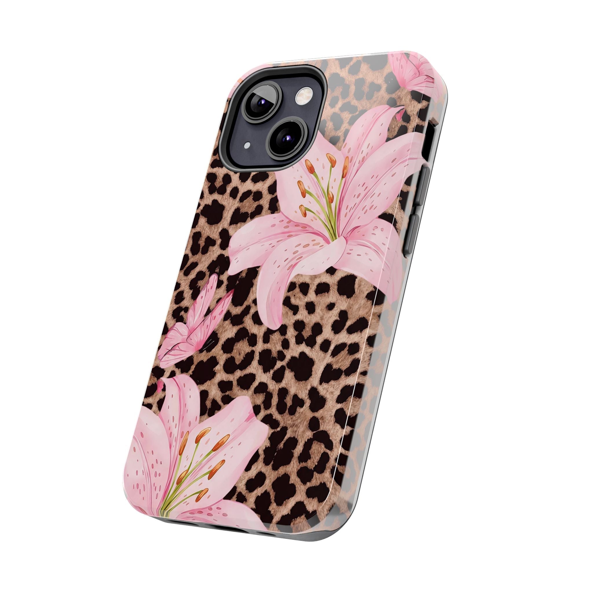 Blush Leopard Lily Magnetic Phone Case | MagSafe Compatible Shockproof Protective Cover