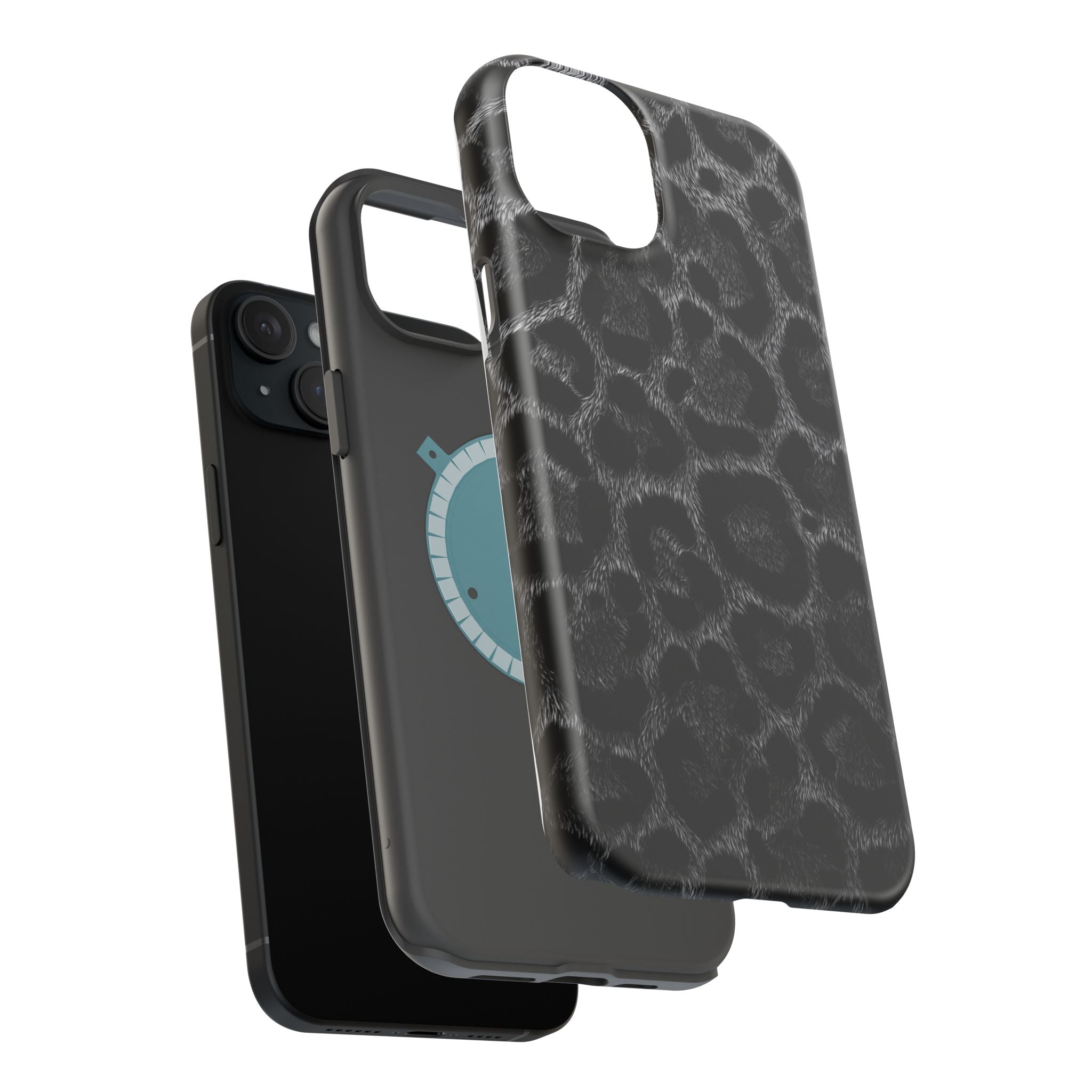 Black Leopard Print Magnetic Impact-Resistant Phone Case