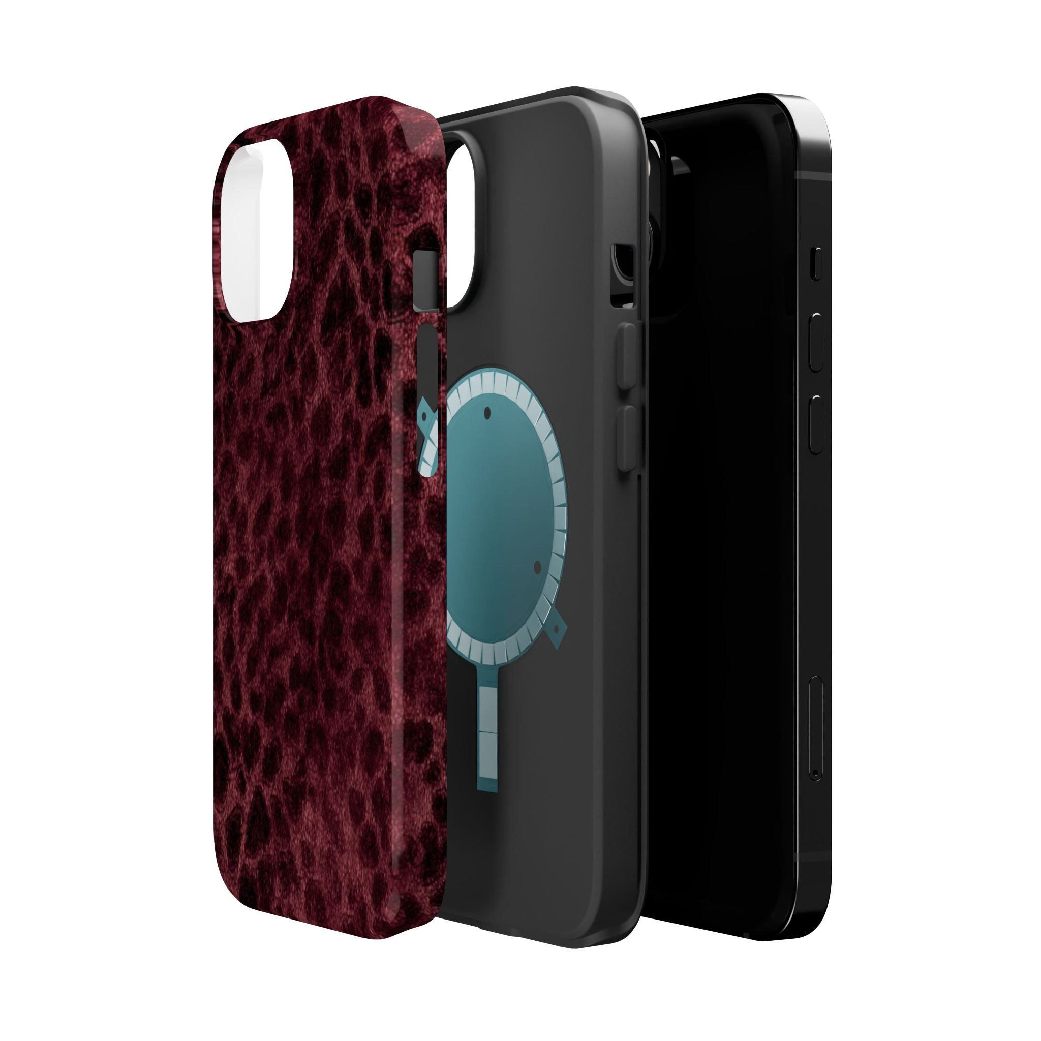 Burgundy Leopard Magnetic Phone Case | MagSafe Compatible Shockproof Protective Cover