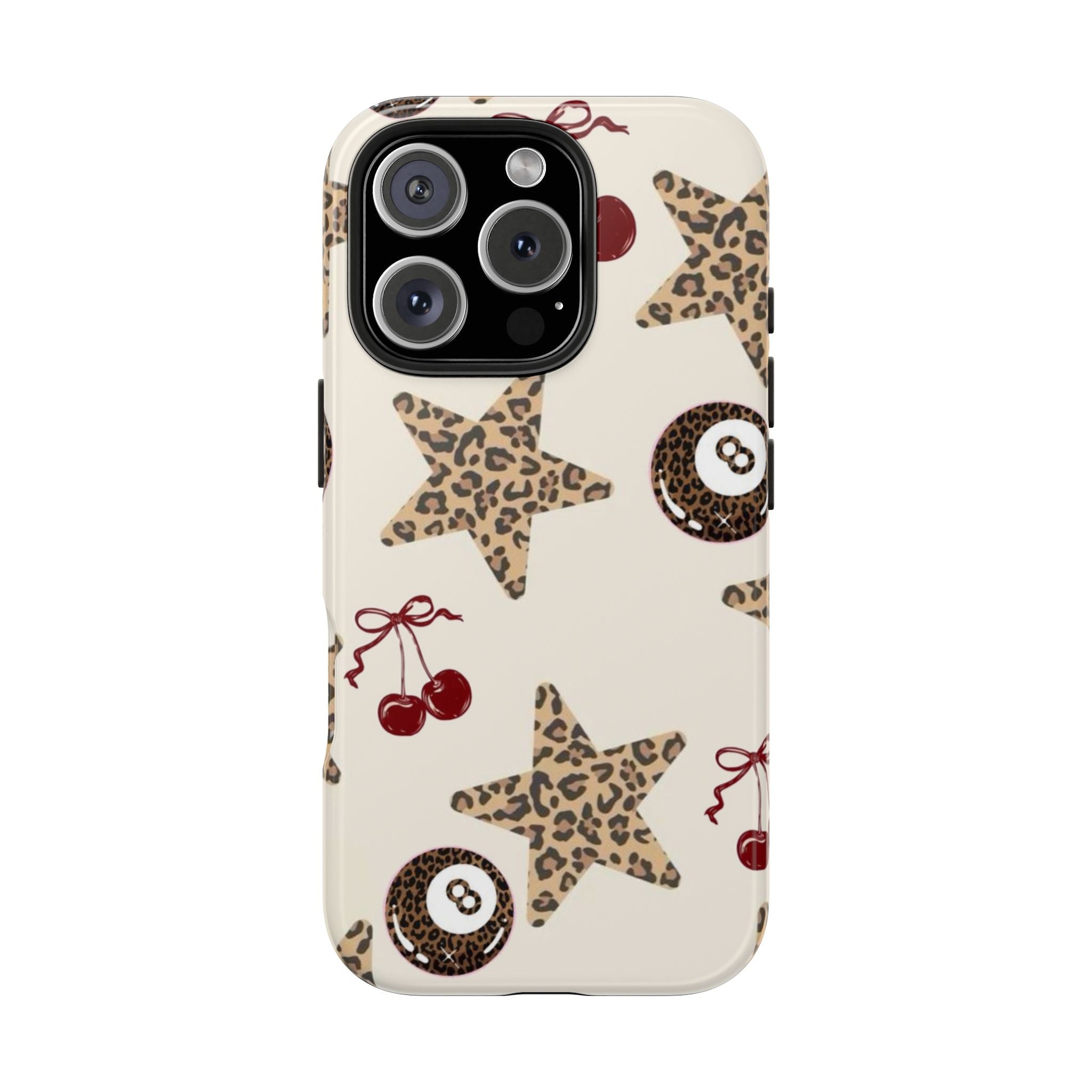 Leopard Star & Cherry Tough Phone Case — Retro Pool 8-Ball Pattern