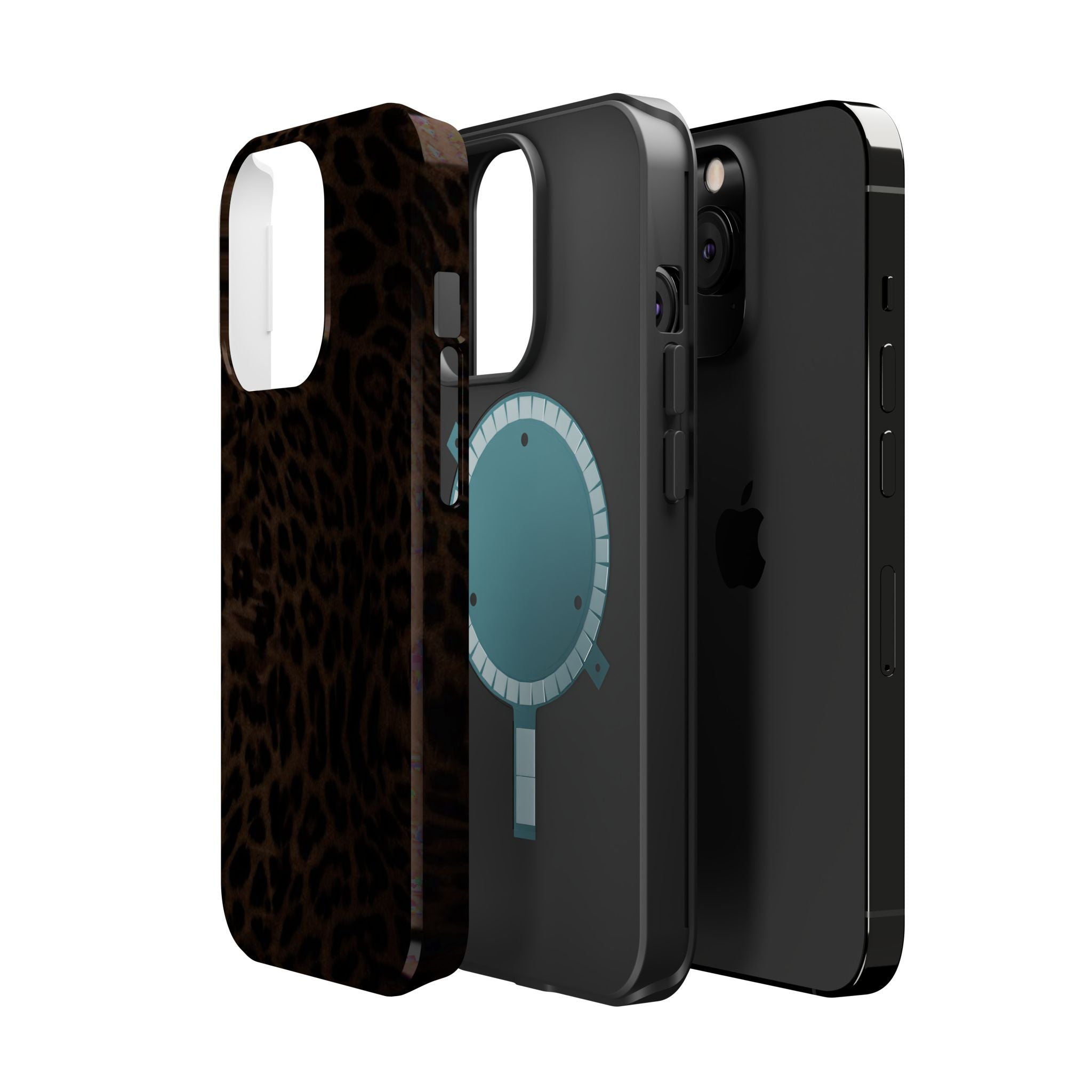 Brown Leopard Print MagSafe Phone Case | Shockproof Magnetic Protective Cover for iPhone