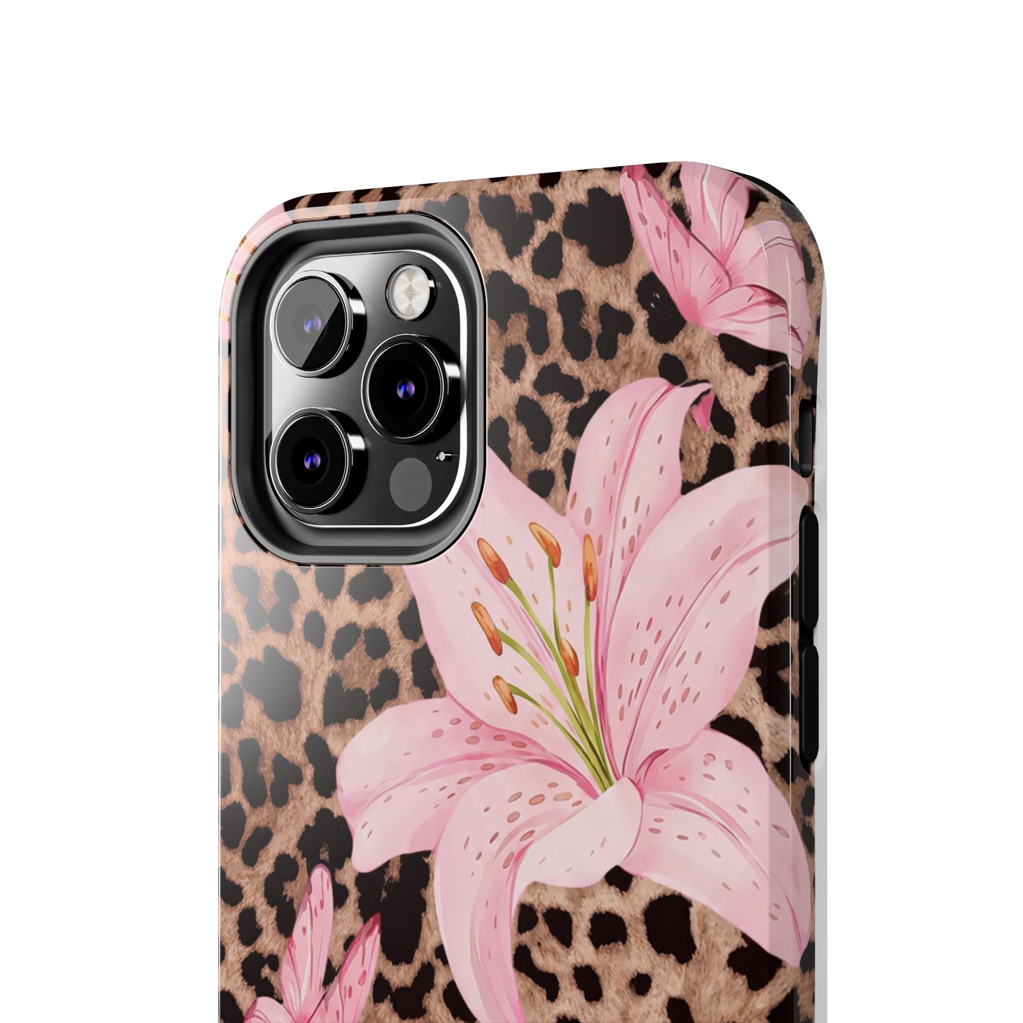Blush Leopard Lily Magnetic Phone Case | MagSafe Compatible Shockproof Protective Cover