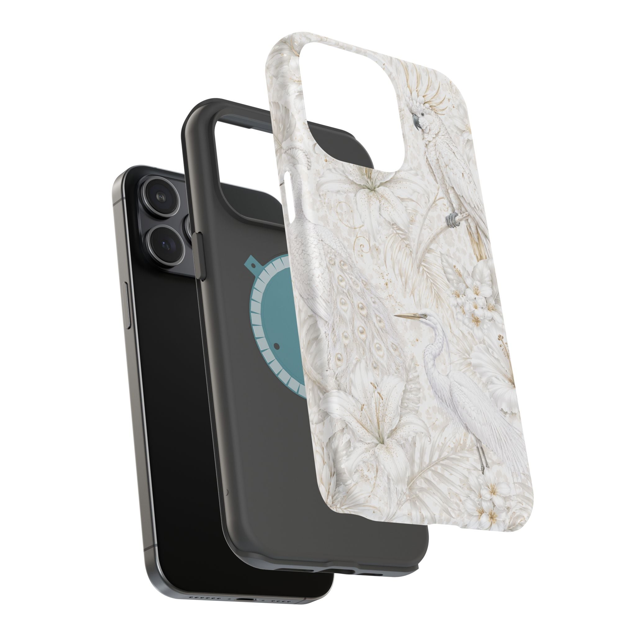 Elegant White Heron Magnetic Impact-Resistant Phone Case | MagSafe Compatible Shockproof Cover
