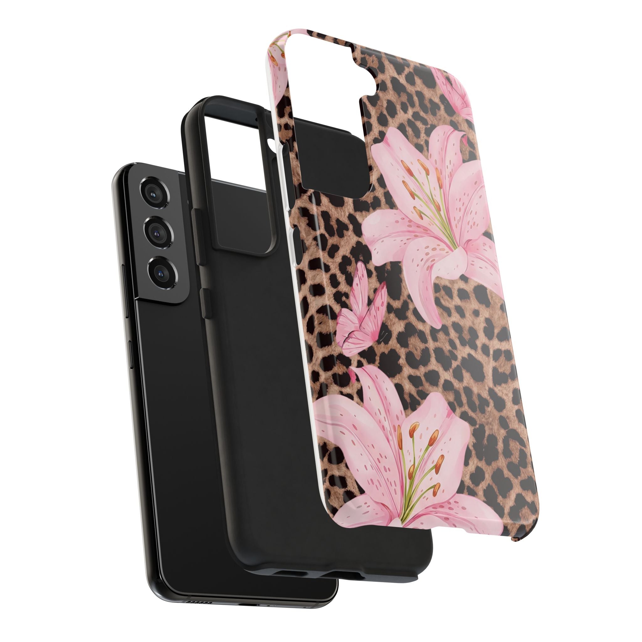 Blush Leopard Lily Magnetic Phone Case | MagSafe Compatible Shockproof Protective Cover