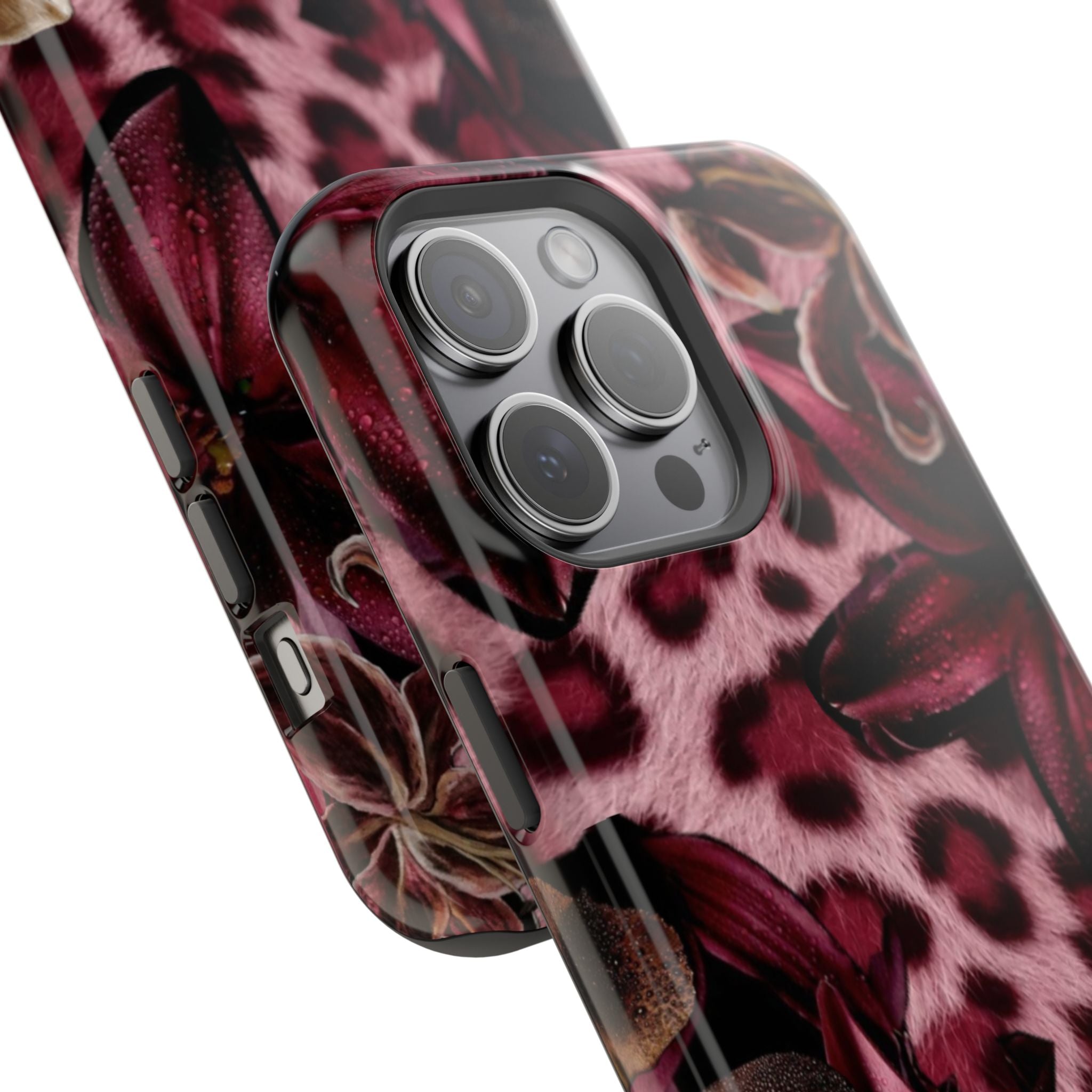 Midnight Bloom Leopard Magnetic Phone Case | MagSafe Compatible Shockproof Protective Cover