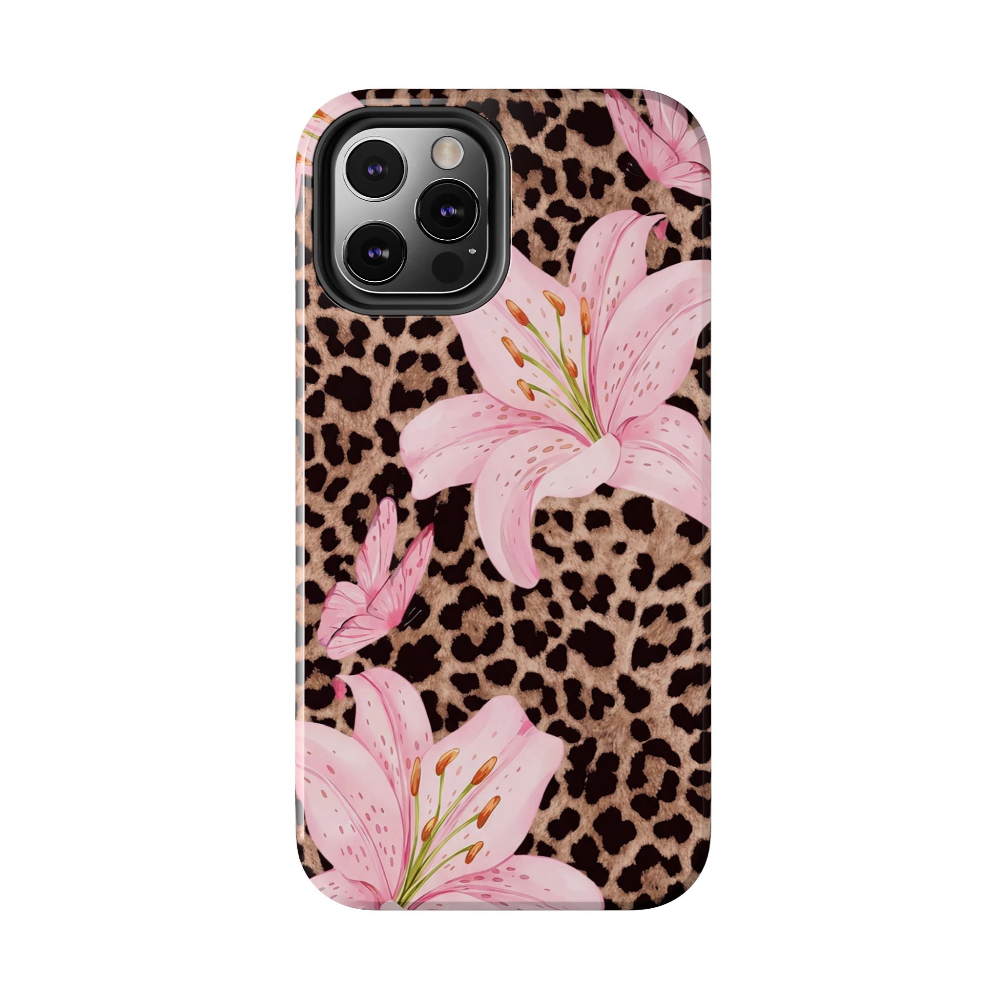 Blush Leopard Lily Magnetic Phone Case | MagSafe Compatible Shockproof Protective Cover